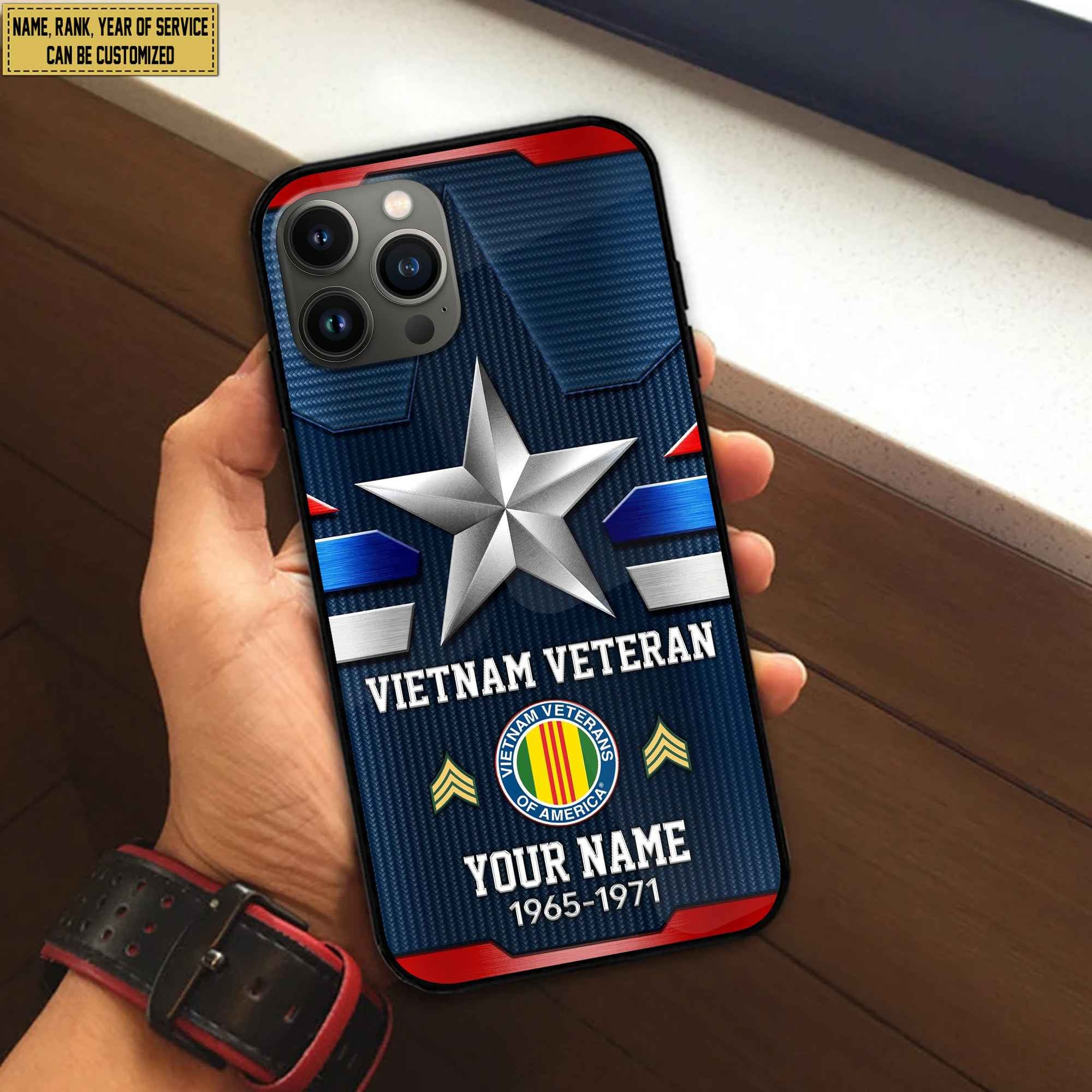 Vietnam Veteran Phone Case, Custom Name, Rank Gifts For Vietnam Veteran, Gifts For Veterans Day, Father's Day VPVC501306