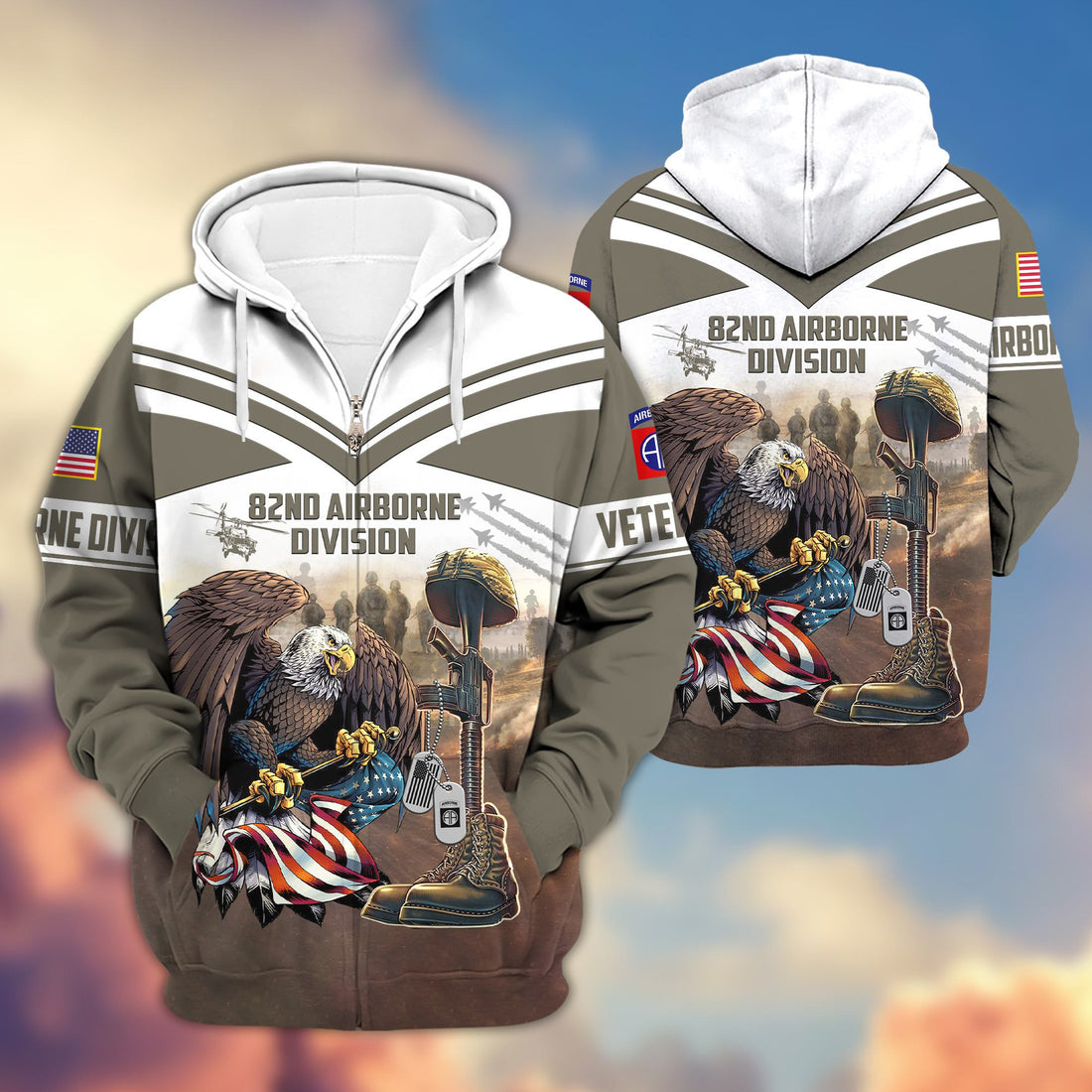 Premium 82nd Airborne Division Veteran Zip Hoodie VPVC602502