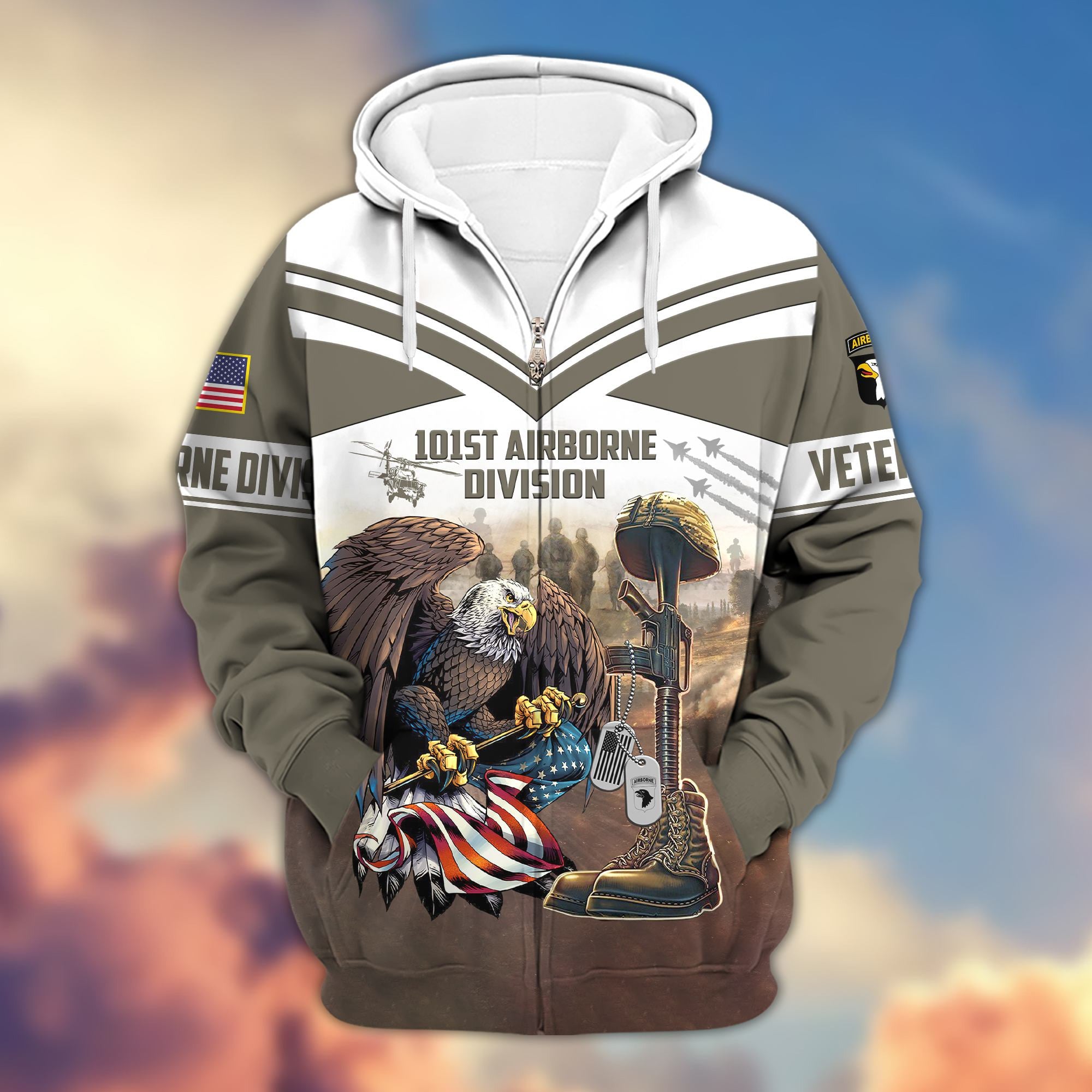 Premium 101st Airborne Division Veteran Zip Hoodie VPVC602503