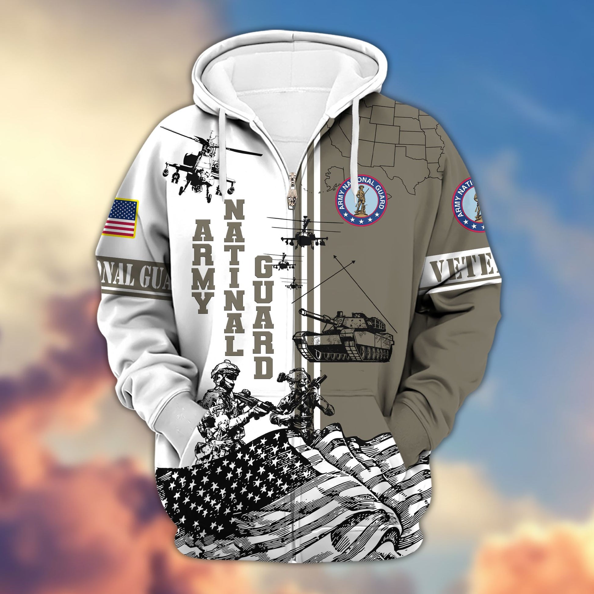 Premium Army National Guard Veteran Zip Hoodie, Gifts For Dad, For Husband VPVC602804