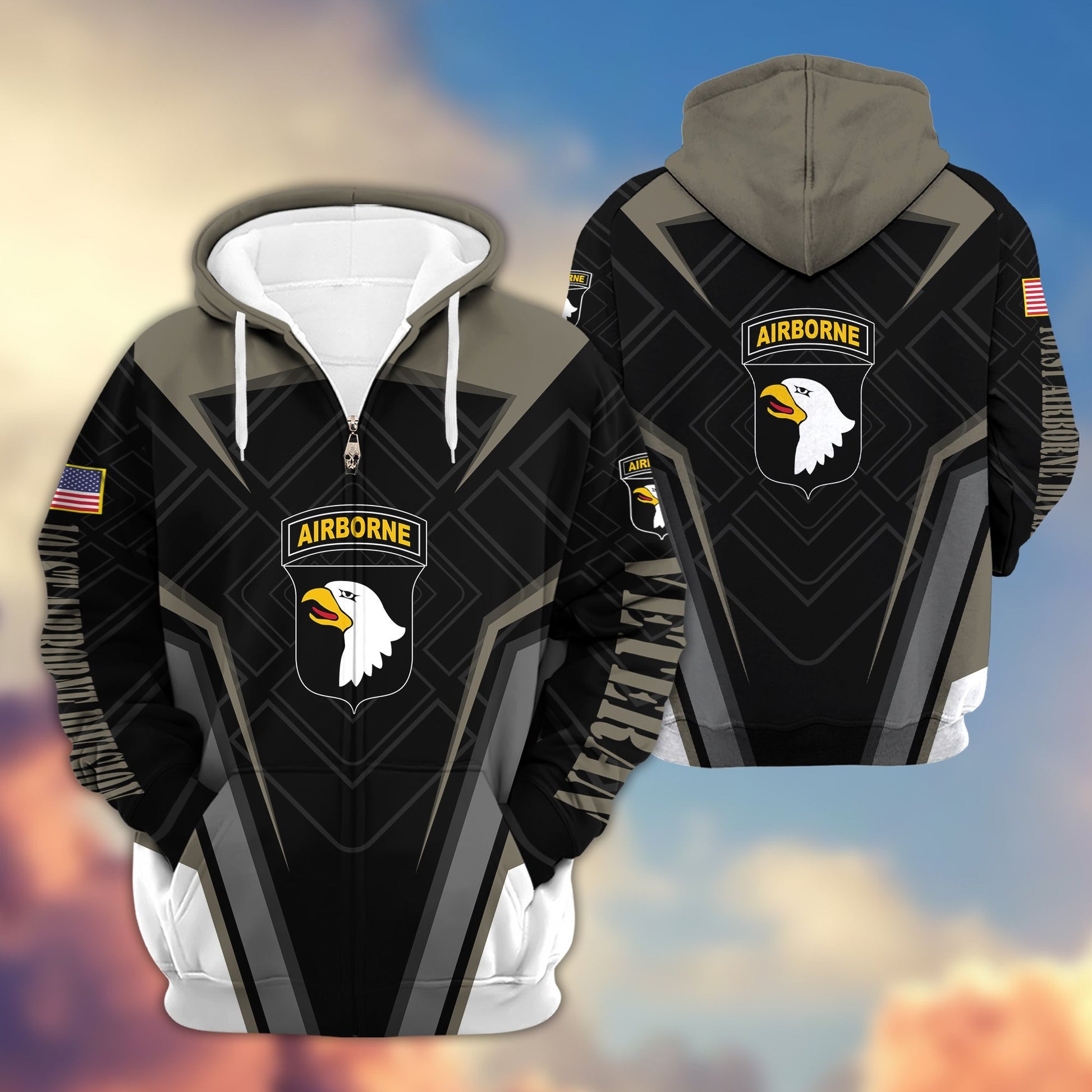 Premium 101st Airborne Division Zip Hoodie, Gifts For Veterans Day, Father's Day VPVC603003