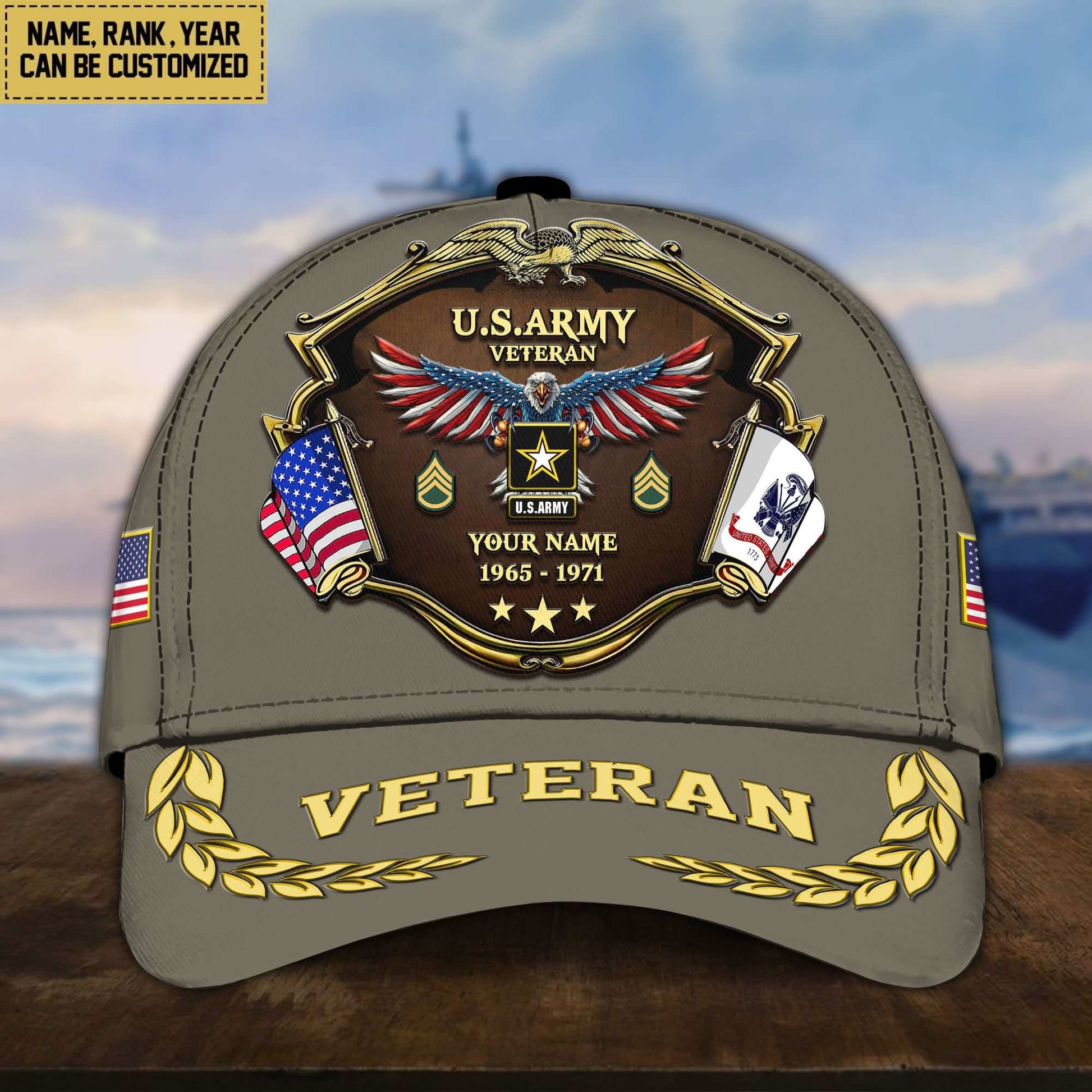 Premium Personalized Proudly Served US Veterans Cap APHN300713
