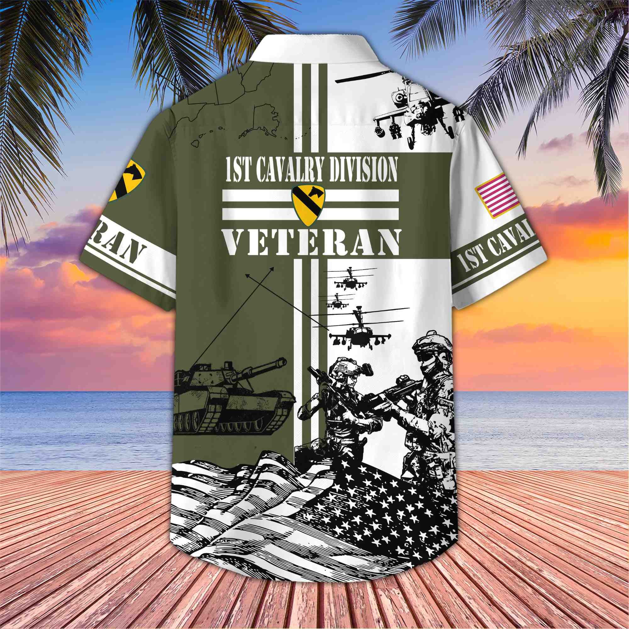 Premium 1st Cavalry Division Veteran Hawaiian Shirt With Pocket, Gifts for US Veteran, Gifts For Dad, For Husband Veteran VPVC403401