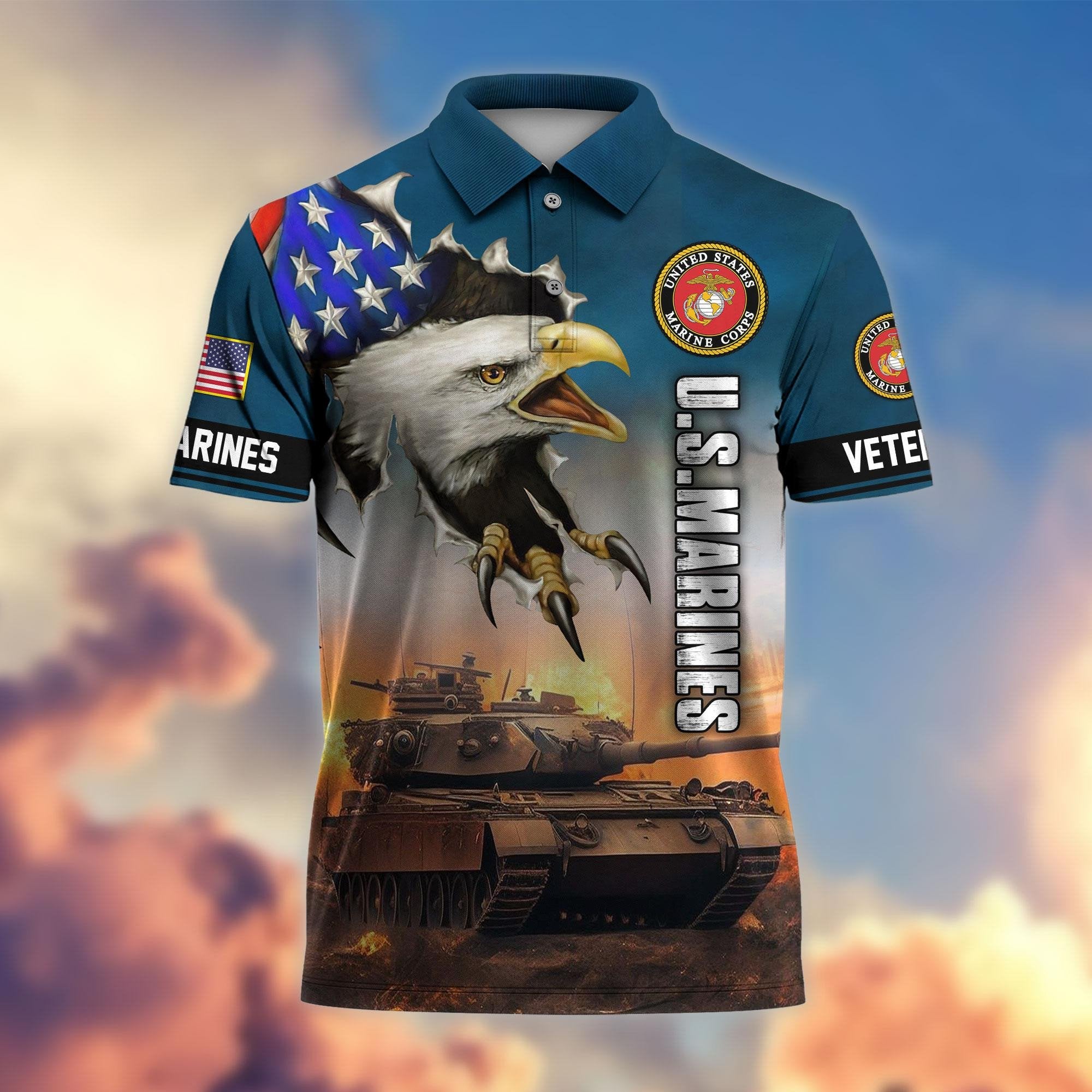 Premium US Veterans Polo Shirt, Gifts For Veterans Day, Gifts For Dad, Gifts For Husband Veteran APHN060811