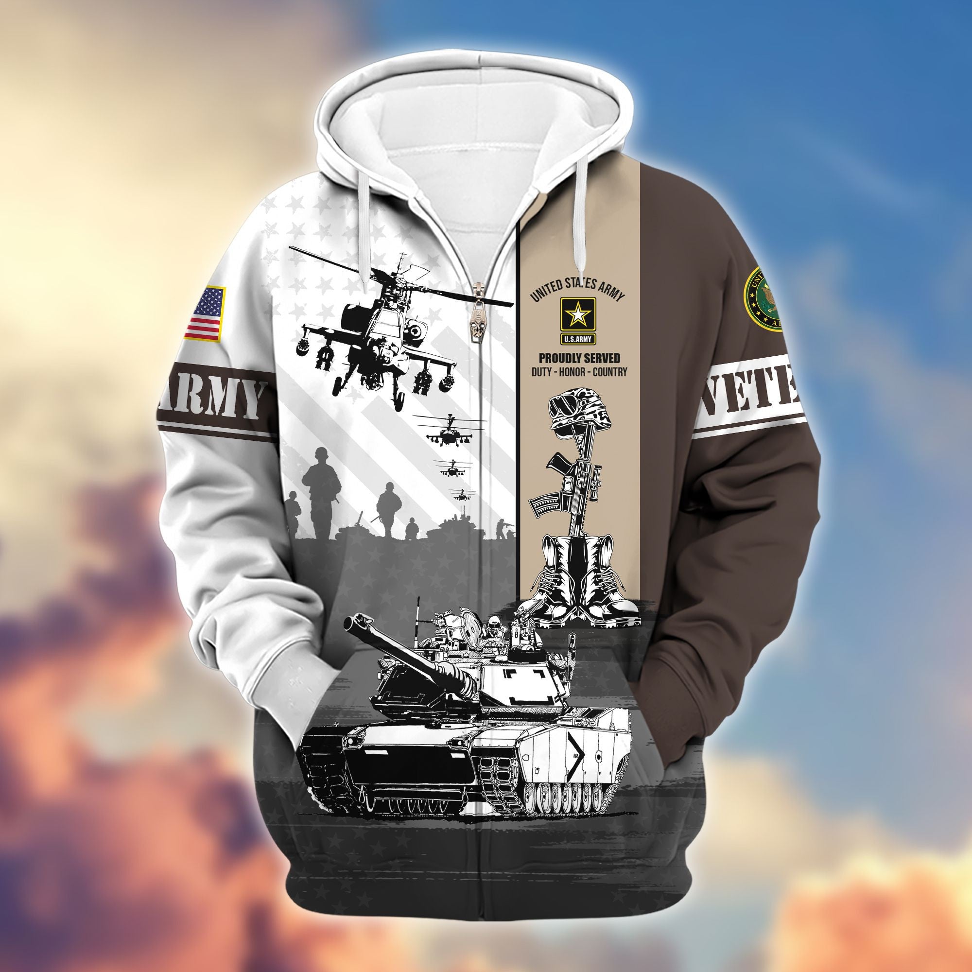 Premium US Veterans Zip Hoodie Gifts For Veterans Day BPVC150801