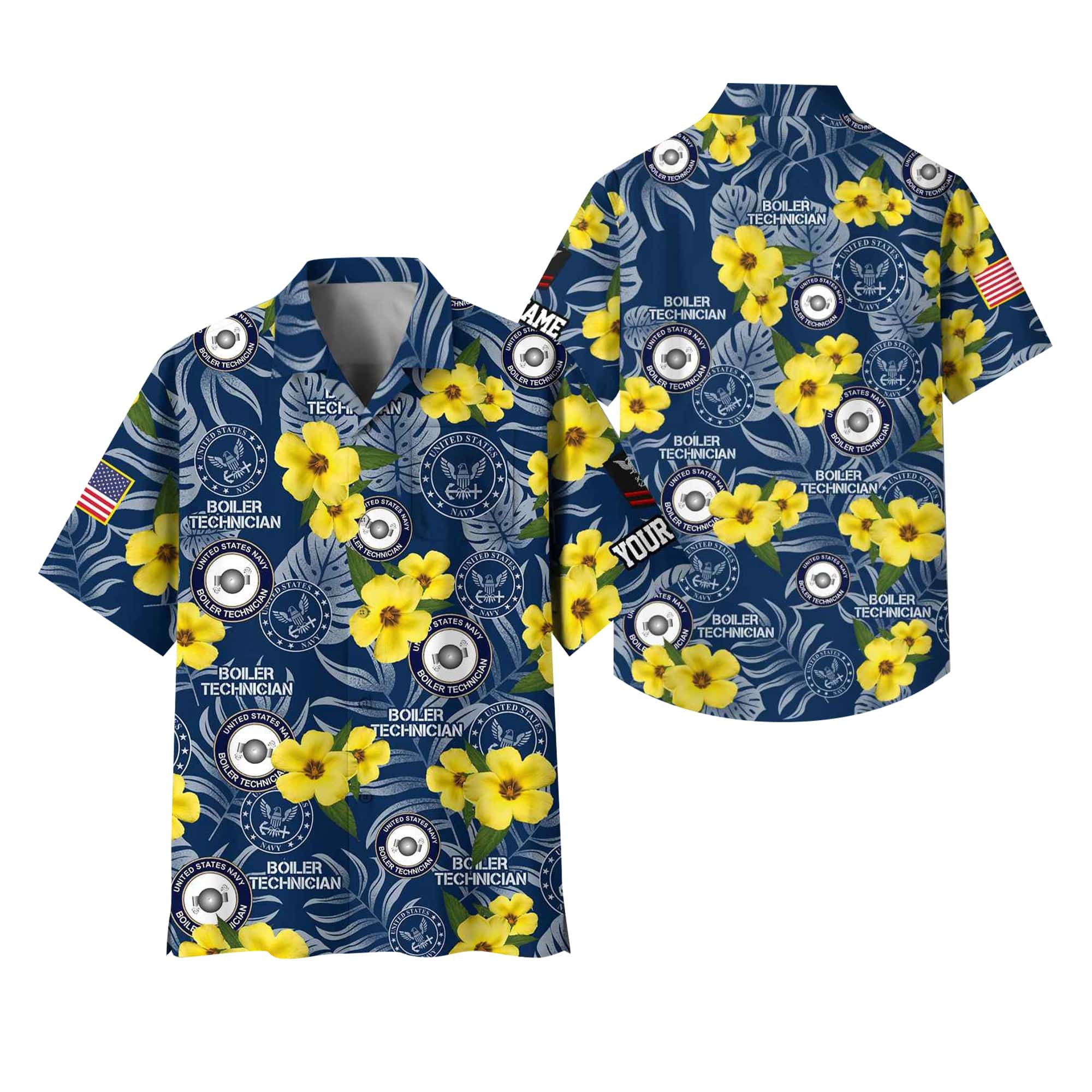 US Navy Hawaiian Shirt With Pocket, Custom Rank, Name, Gifts For Navy Veteran, Gifts For Veterans Day, Father's Day VPVC400802