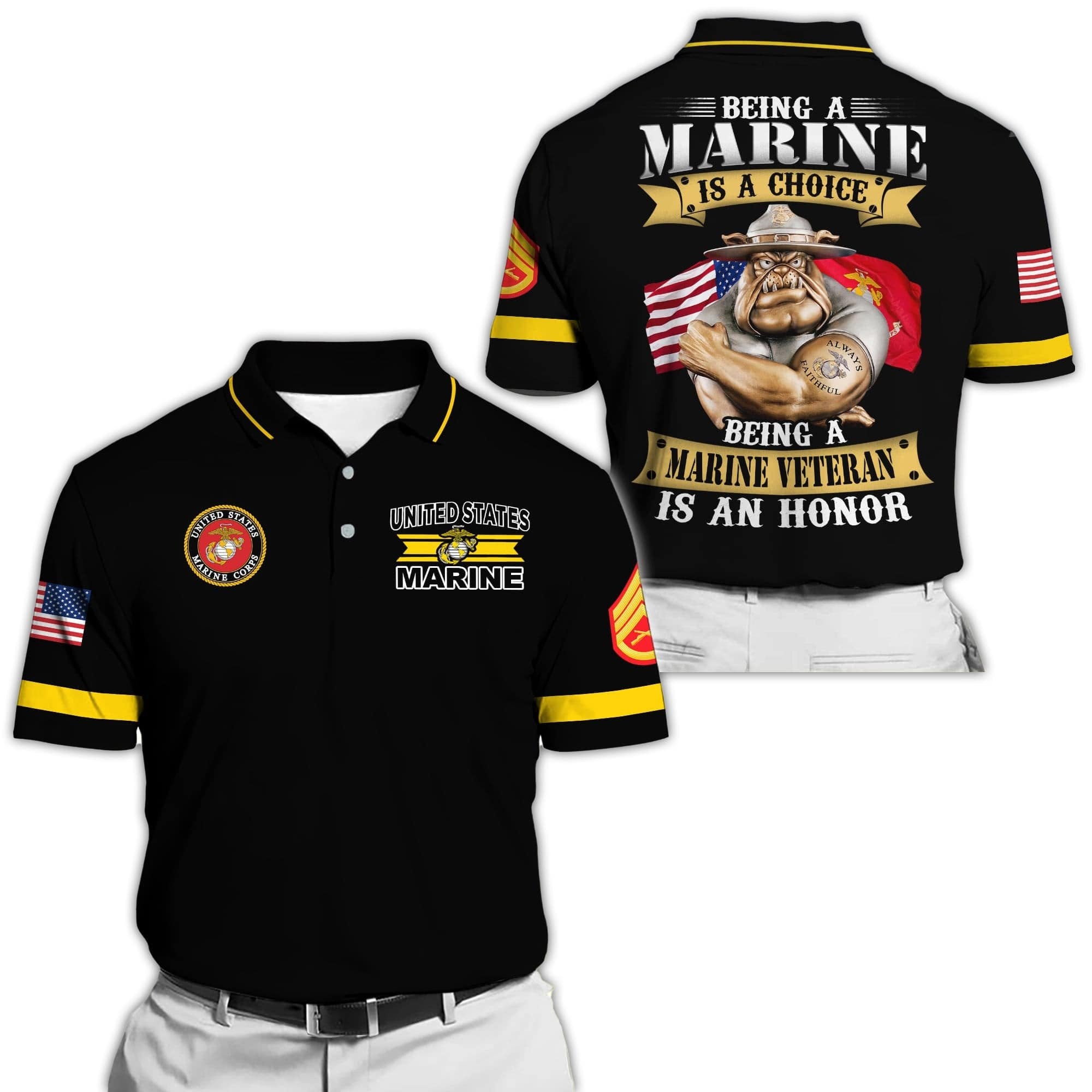 Premium Personalise U.S Multiple Service Veteran Polo Shirt PVC200402