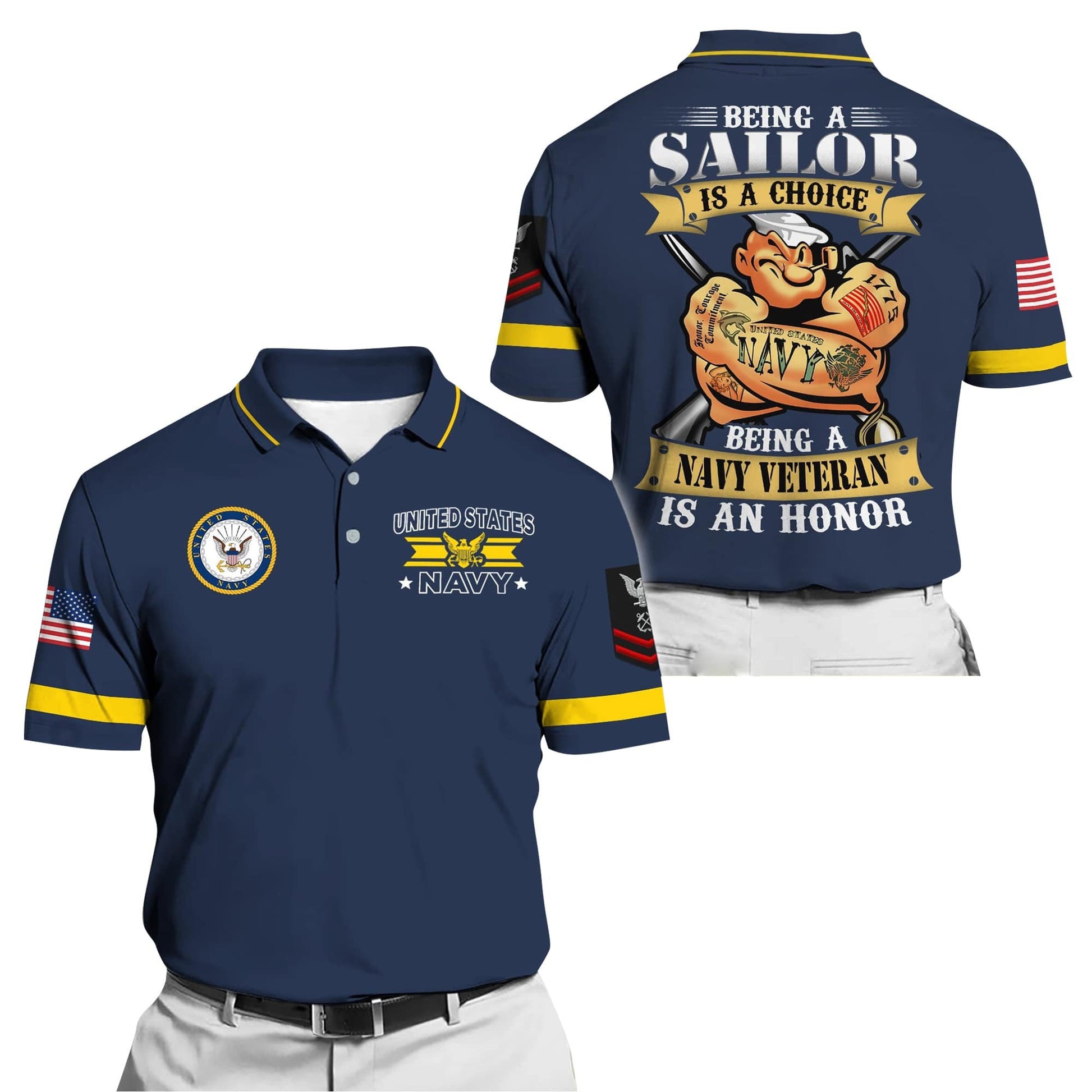 Premium Personalise U.S Multiple Service Veteran Polo Shirt PVC200402