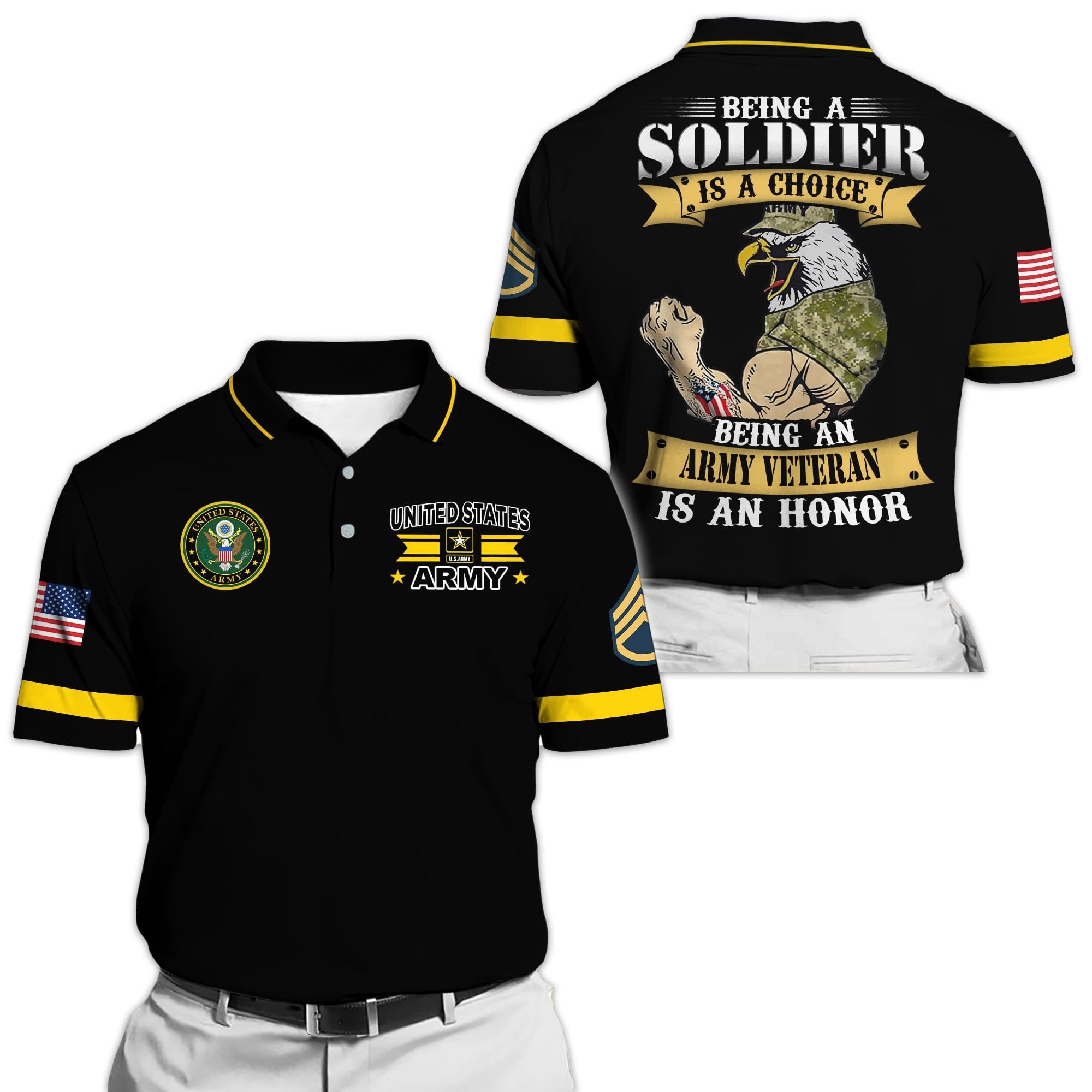 Premium Personalise U.S Multiple Service Veteran Polo Shirt PVC200402