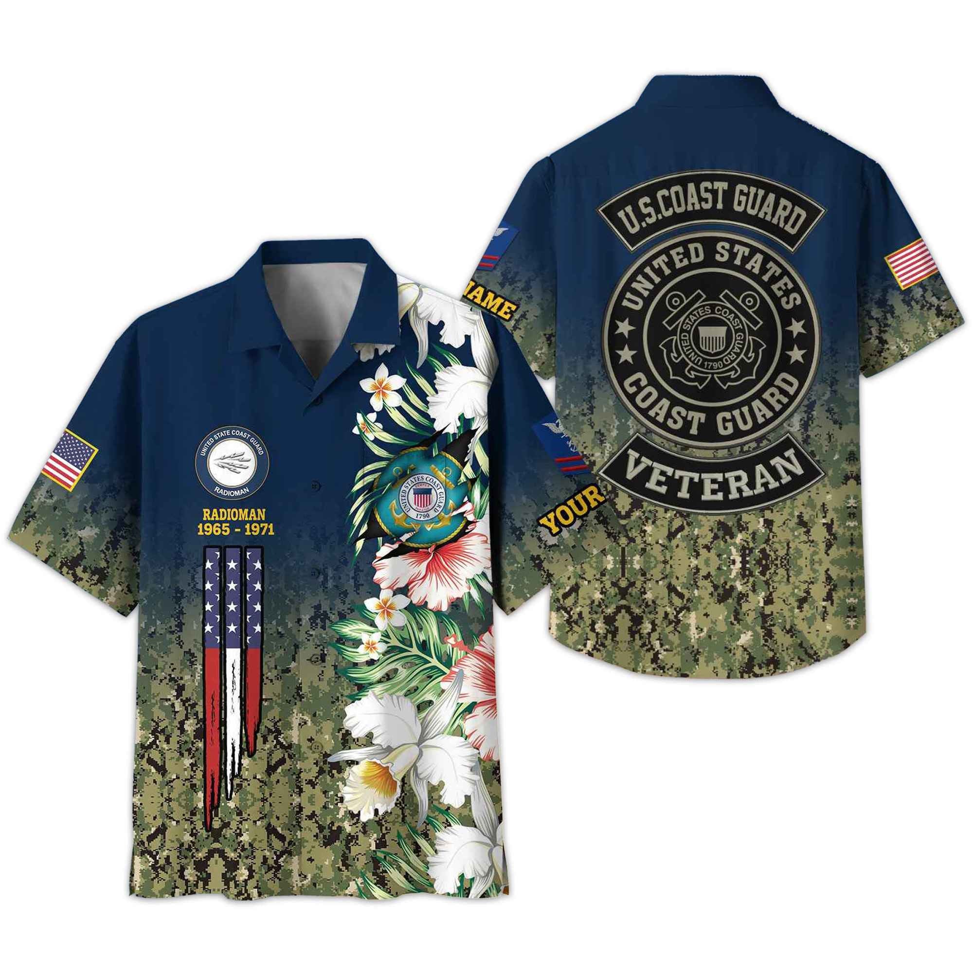 USCG Hawaii Shirt With Pocket, Custom Rank, Name, Unit, Gifts For Coast Guard Veteran VPVC400205