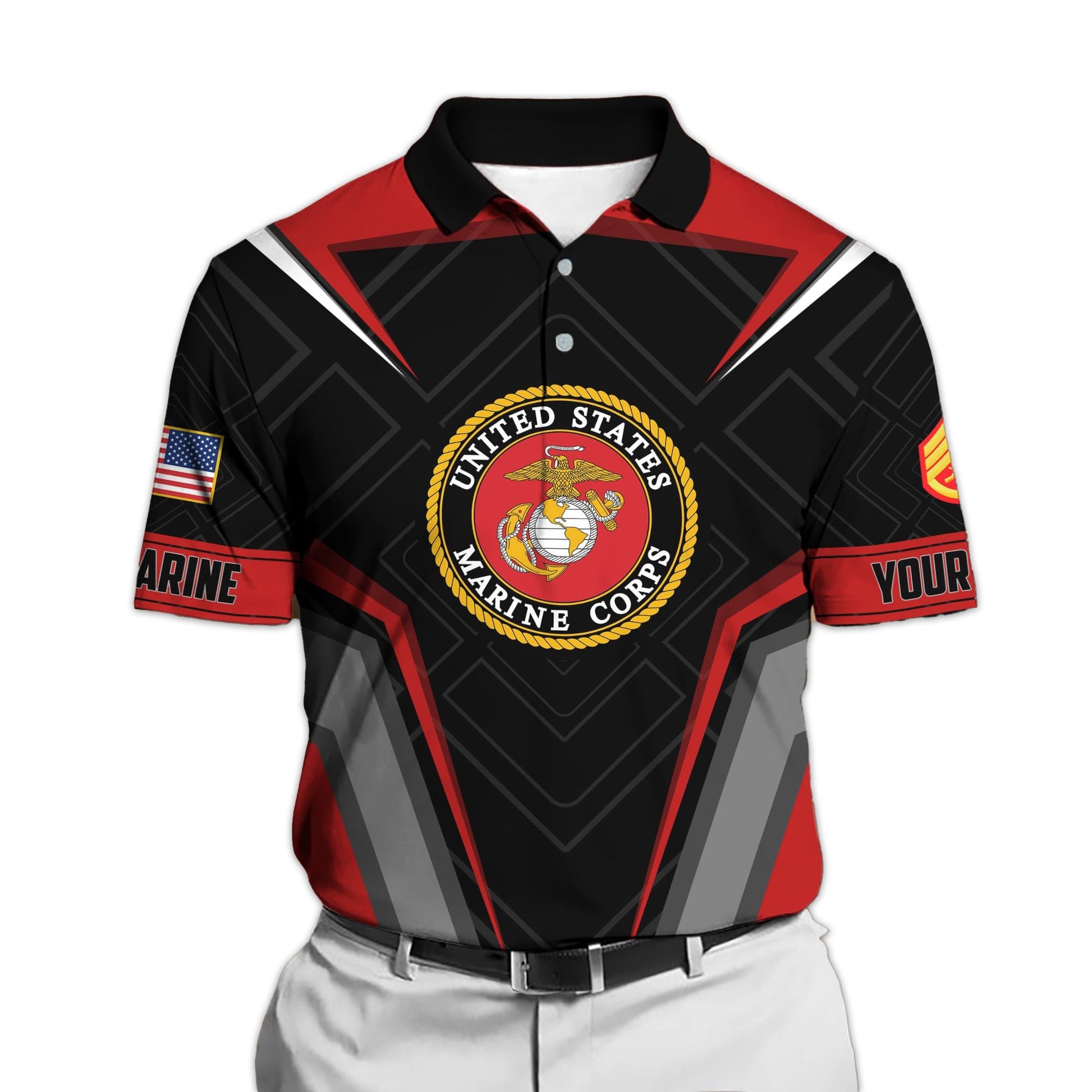 Premium Personalised U.S Multiple Service Veteran Polo Shirt PVC240204