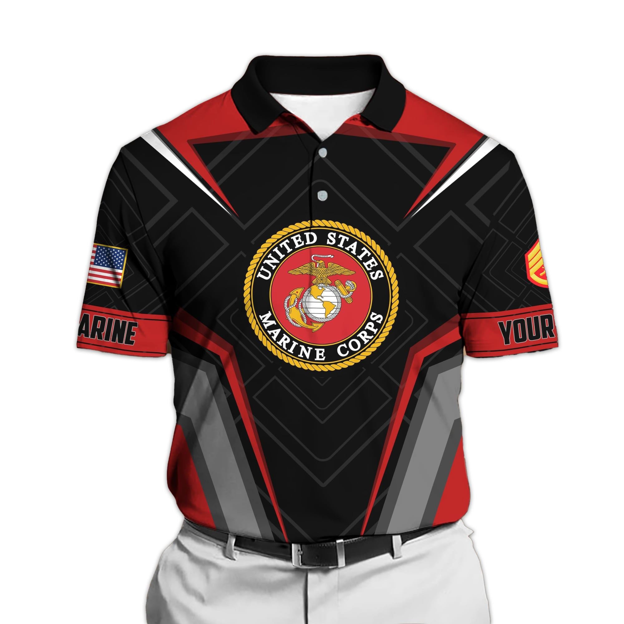 Premium Personalised U.S Multiple Service Veteran Polo Shirt PVC240204