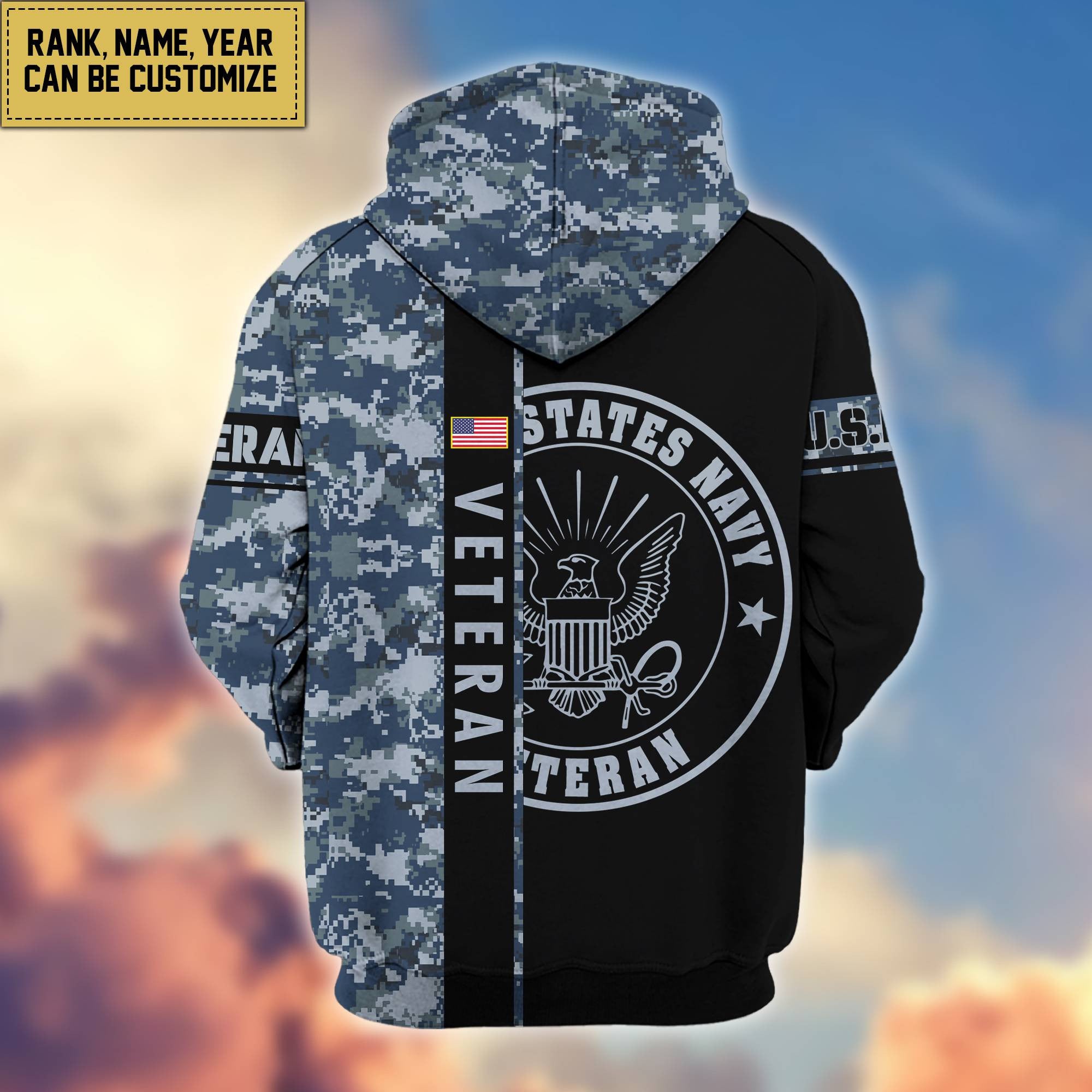 Premium US Navy Zip Hoodie VPVC600002, Custom Name, Rank, Year, Gifts For Navy Veteran, Gifts For Veterans Day