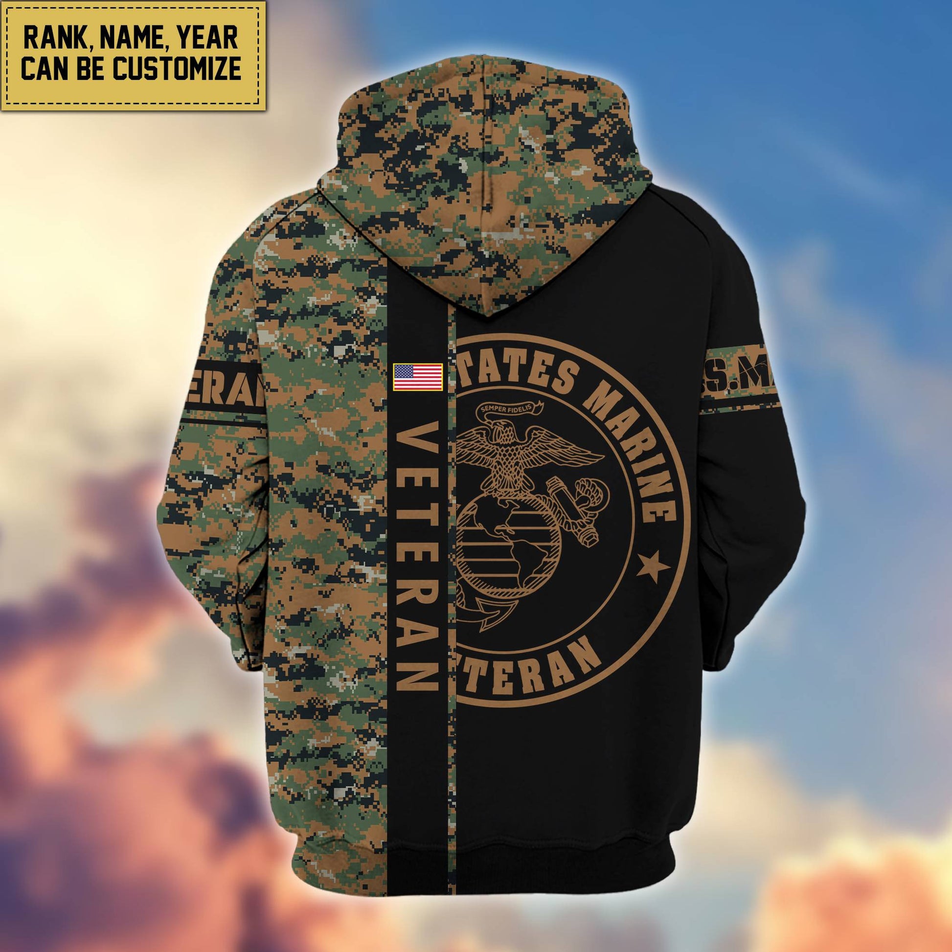 Premium USMC Zip Hoodie VPVC600003, Custom Name, Rank, Year, Gifts For Marine Veteran, Gifts For Veterans Day