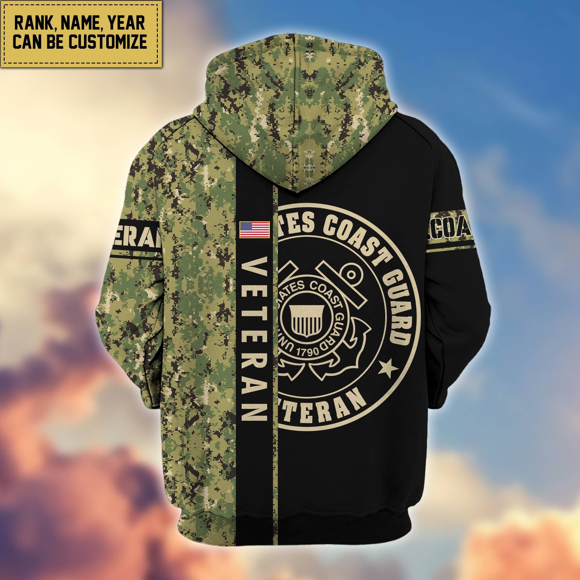 Premium USCG Zip Hoodie VPVC600005, Custom Name, Rank, Year, Gifts For Coast Guard Veteran, Gifts For Veterans Day