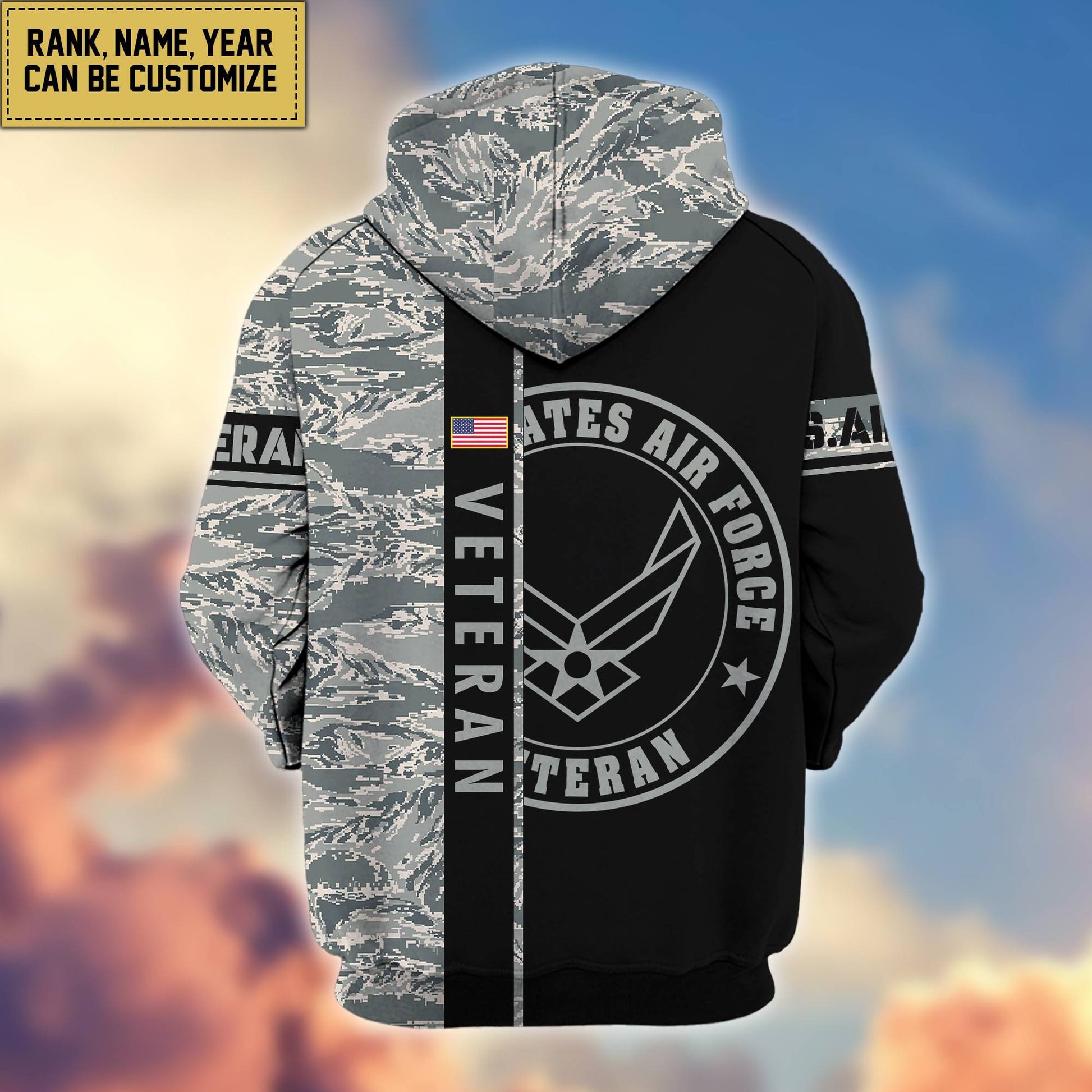Premium USAF Zip Hoodie VPVC600004, Custom Name, Rank, Year, Gifts For Air Force Veteran, Gifts For Veterans Day