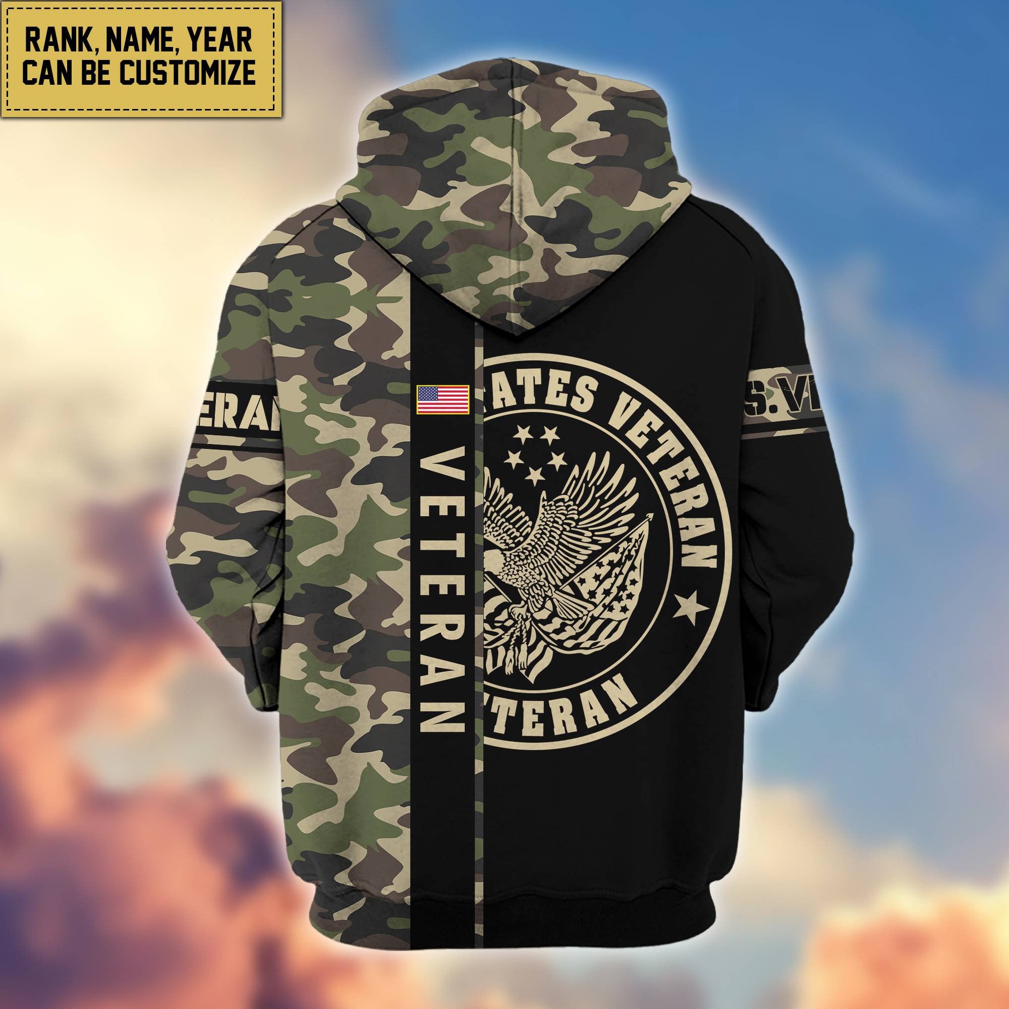 Premium US Veterans Zip Hoodie VPVC600006, Custom Name, Rank, Year, Gifts For US Veteran, Gifts For Veterans Day