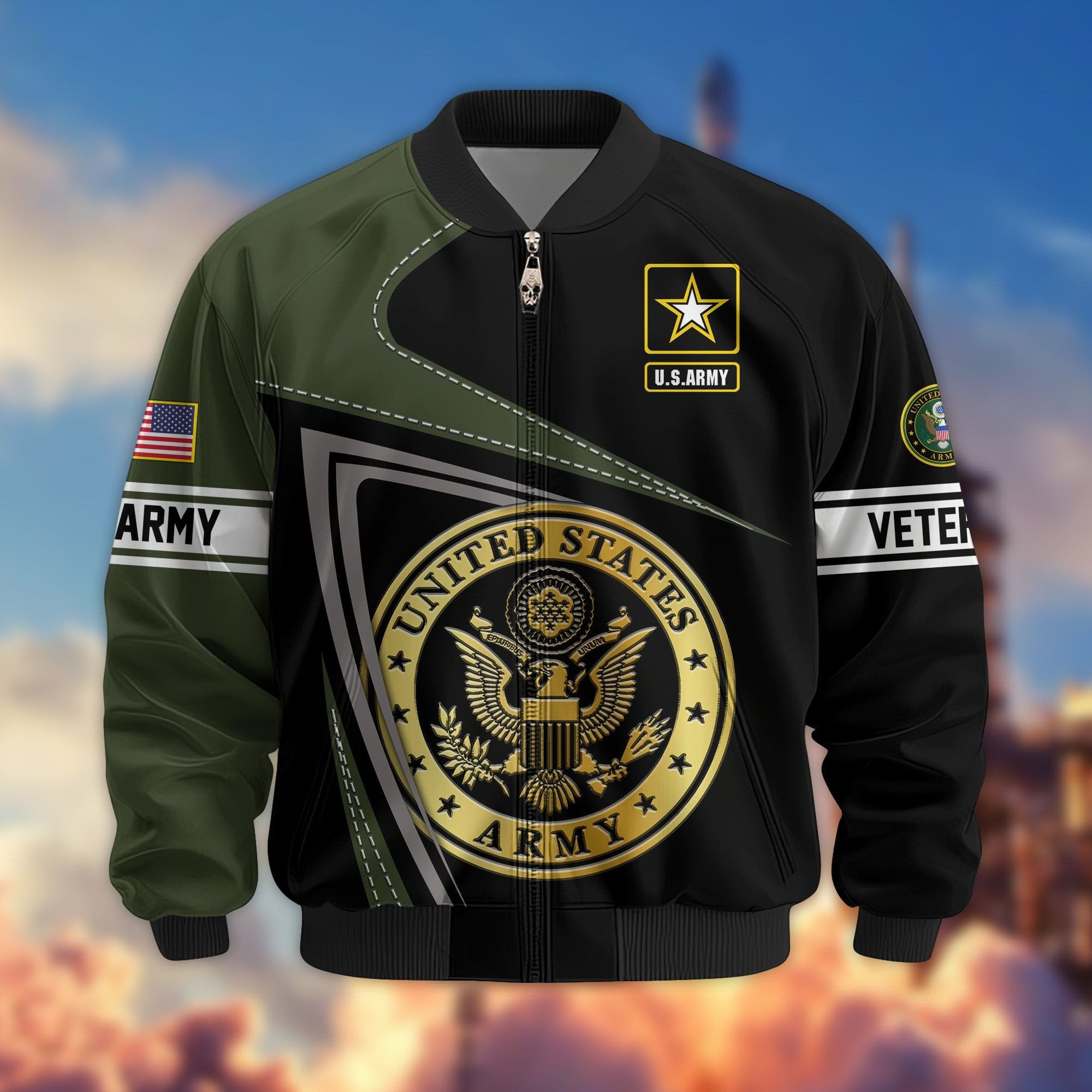 Premium US Veterans Bomber Jacket BPVC060901, Gifts For US Veterans, Gifts For Veterans Day