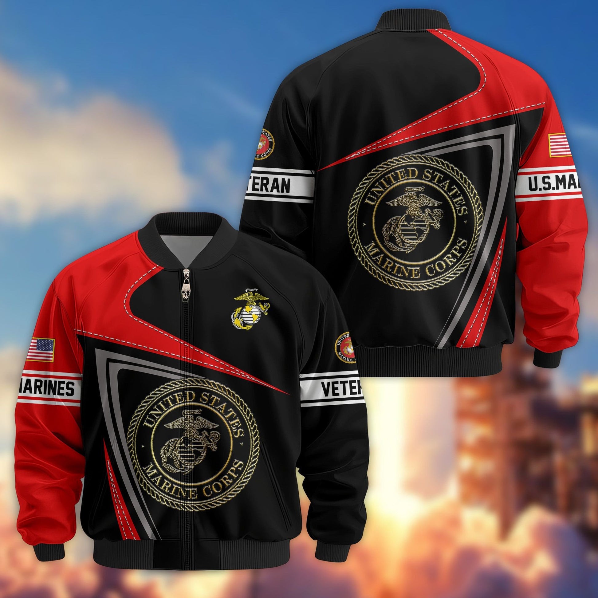 Premium US Veterans Bomber Jacket BPVC060901, Gifts For US Veterans, Gifts For Veterans Day