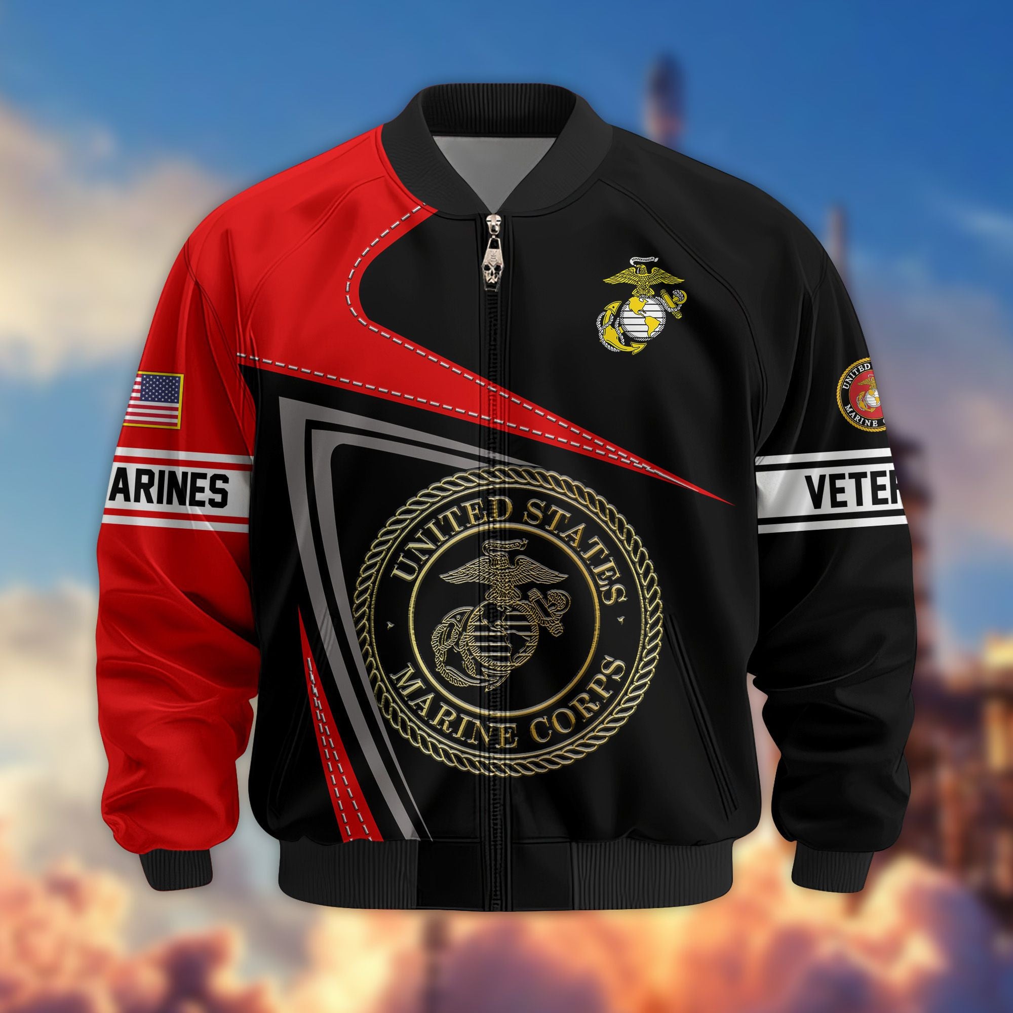 Premium US Veterans Bomber Jacket BPVC060901, Gifts For US Veterans, Gifts For Veterans Day