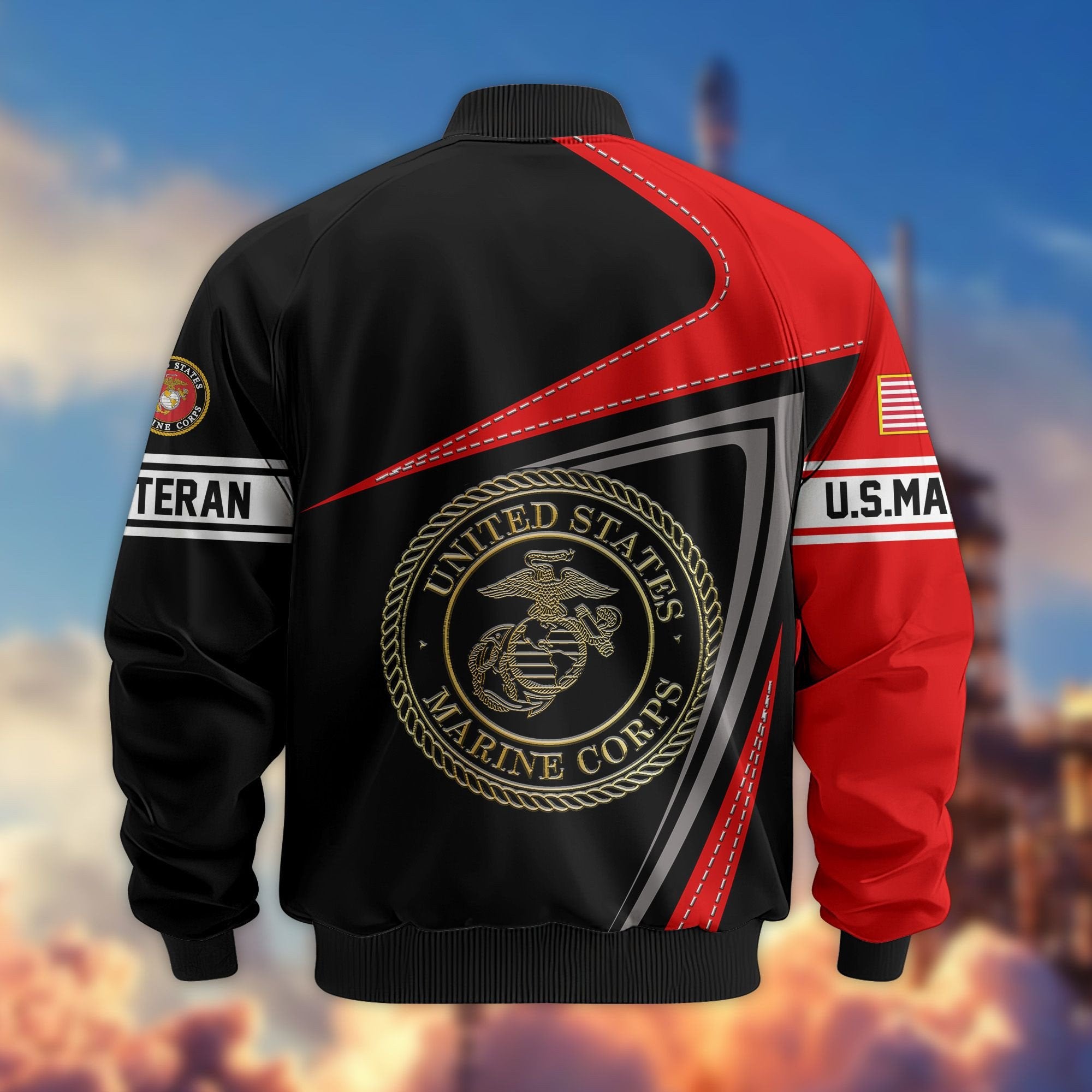 Premium US Veterans Bomber Jacket BPVC060901, Gifts For US Veterans, Gifts For Veterans Day