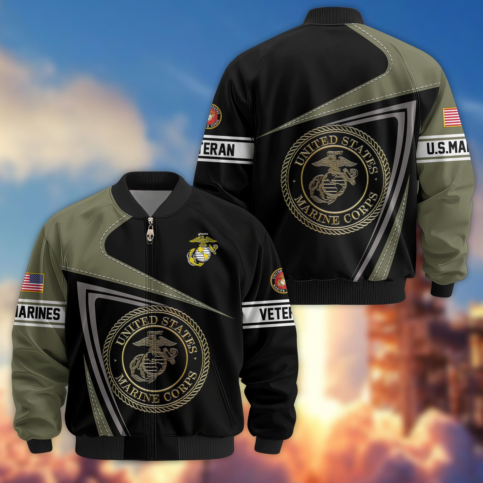 Premium US Veterans Bomber Jacket BPVC060901, Gifts For US Veterans, Gifts For Veterans Day