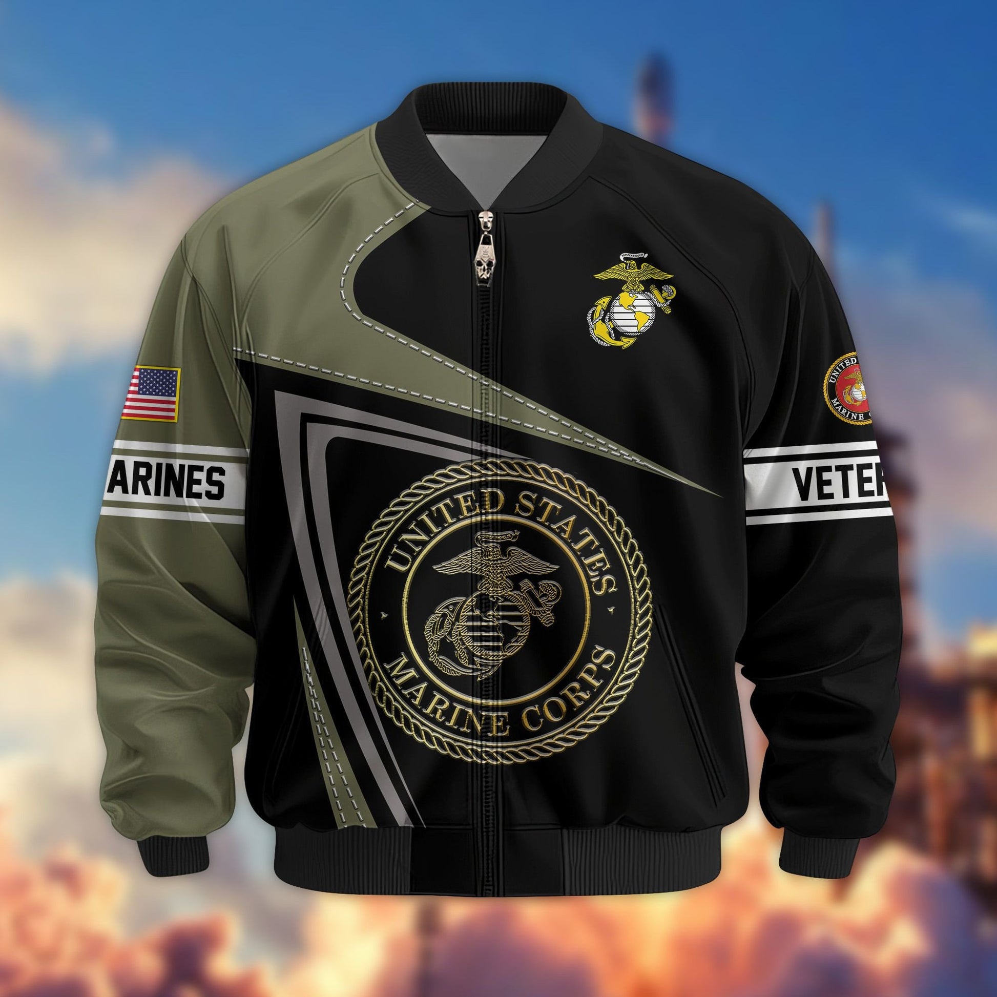 Premium US Veterans Bomber Jacket BPVC060901, Gifts For US Veterans, Gifts For Veterans Day