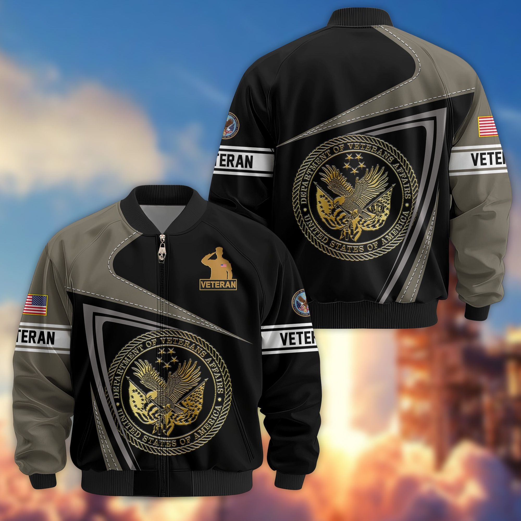 Premium US Veterans Bomber Jacket BPVC060901, Gifts For US Veterans, Gifts For Veterans Day