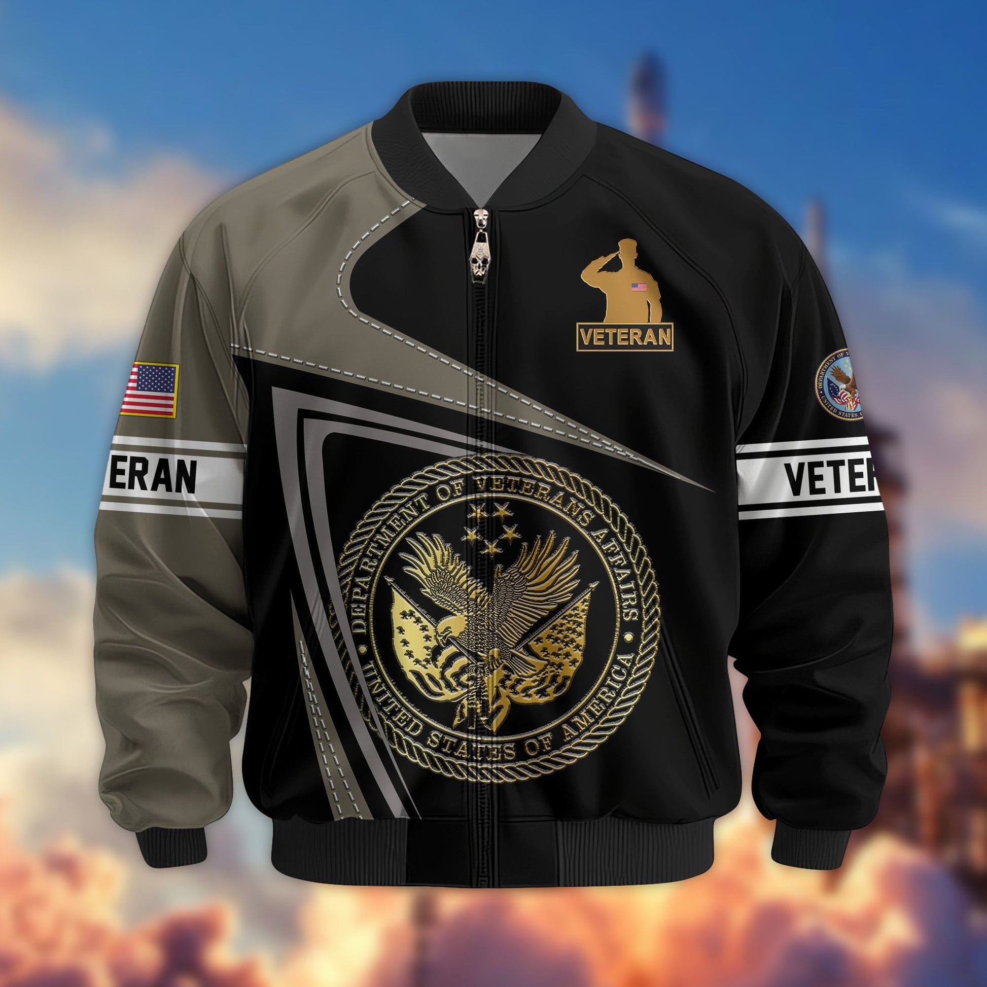 Premium US Veterans Bomber Jacket BPVC060901, Gifts For US Veterans, Gifts For Veterans Day