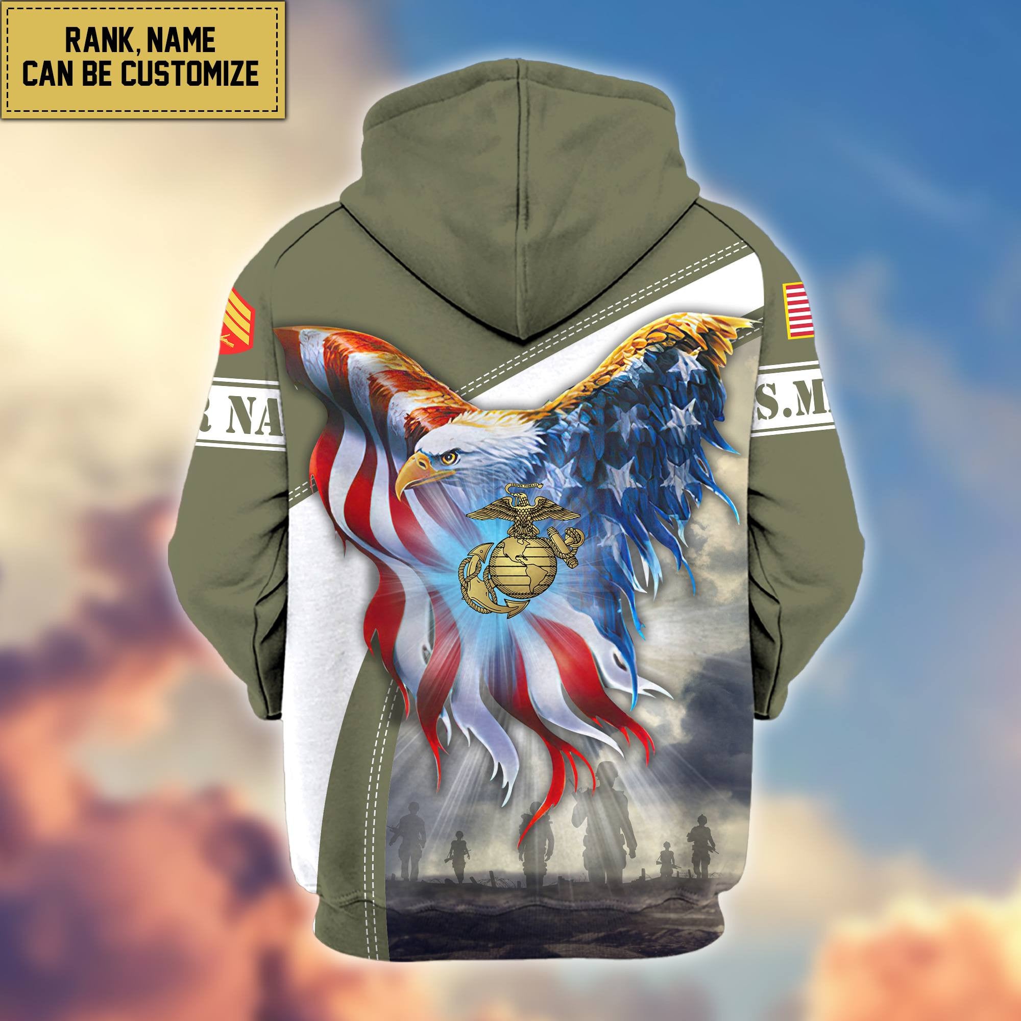 Premium USMC Zip Hoodie VPVC600103, Custom Name, Rank, Year, Gifts For Marine Veteran, Gifts For Veterans Day