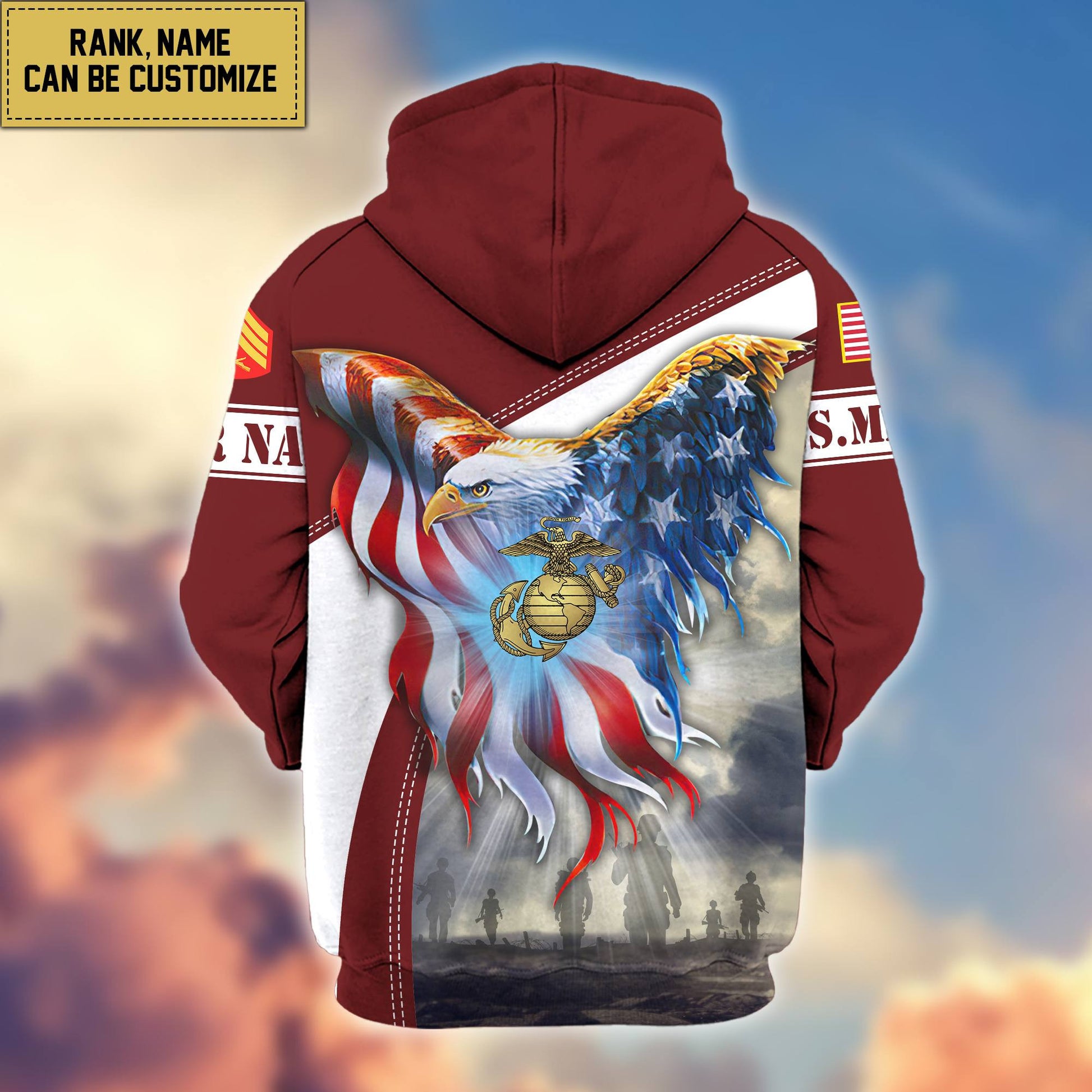 Premium USMC Zip Hoodie VPVC600103, Custom Name, Rank, Year, Gifts For Marine Veteran, Gifts For Veterans Day