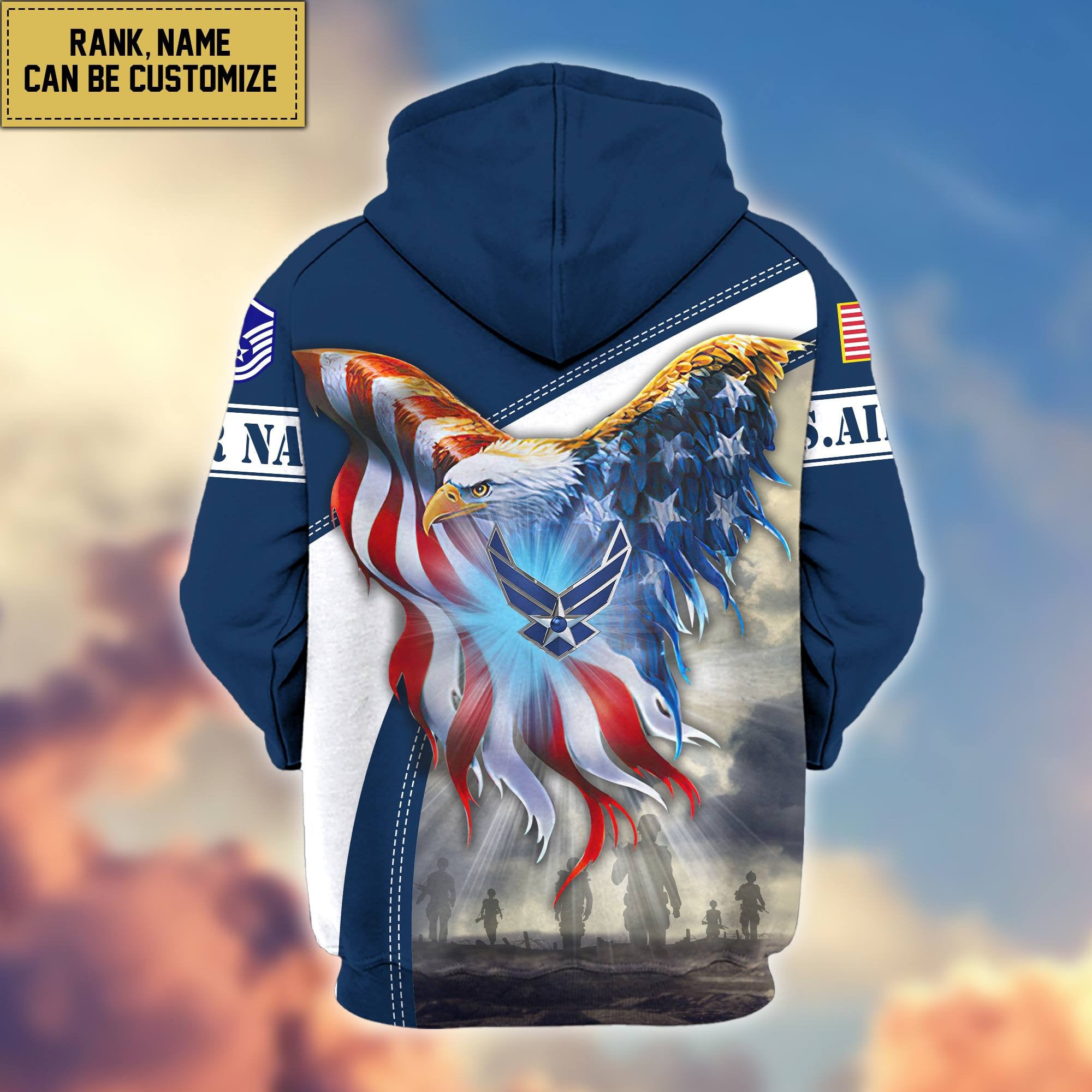 Premium USAF Zip Hoodie VPVC600104, Custom Name, Rank, Year, Gifts For Air Force Veteran, Gifts For Veterans Day