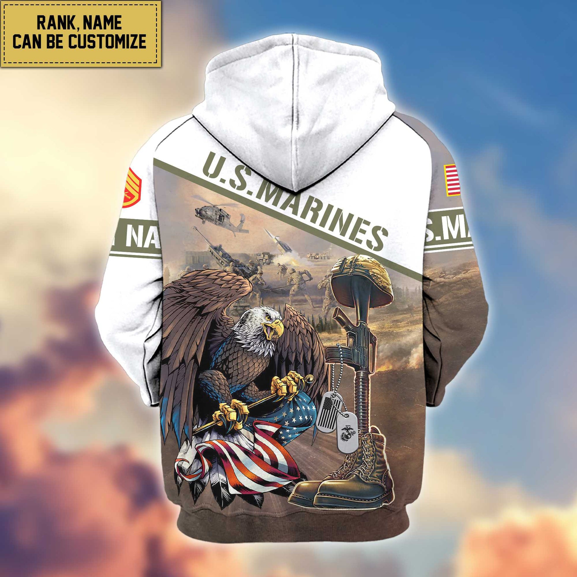 Premium USMC Zip Hoodie VPVC600203, Custom Name, Rank, Year, Gifts For Marine Veteran, Gifts For Veterans Day
