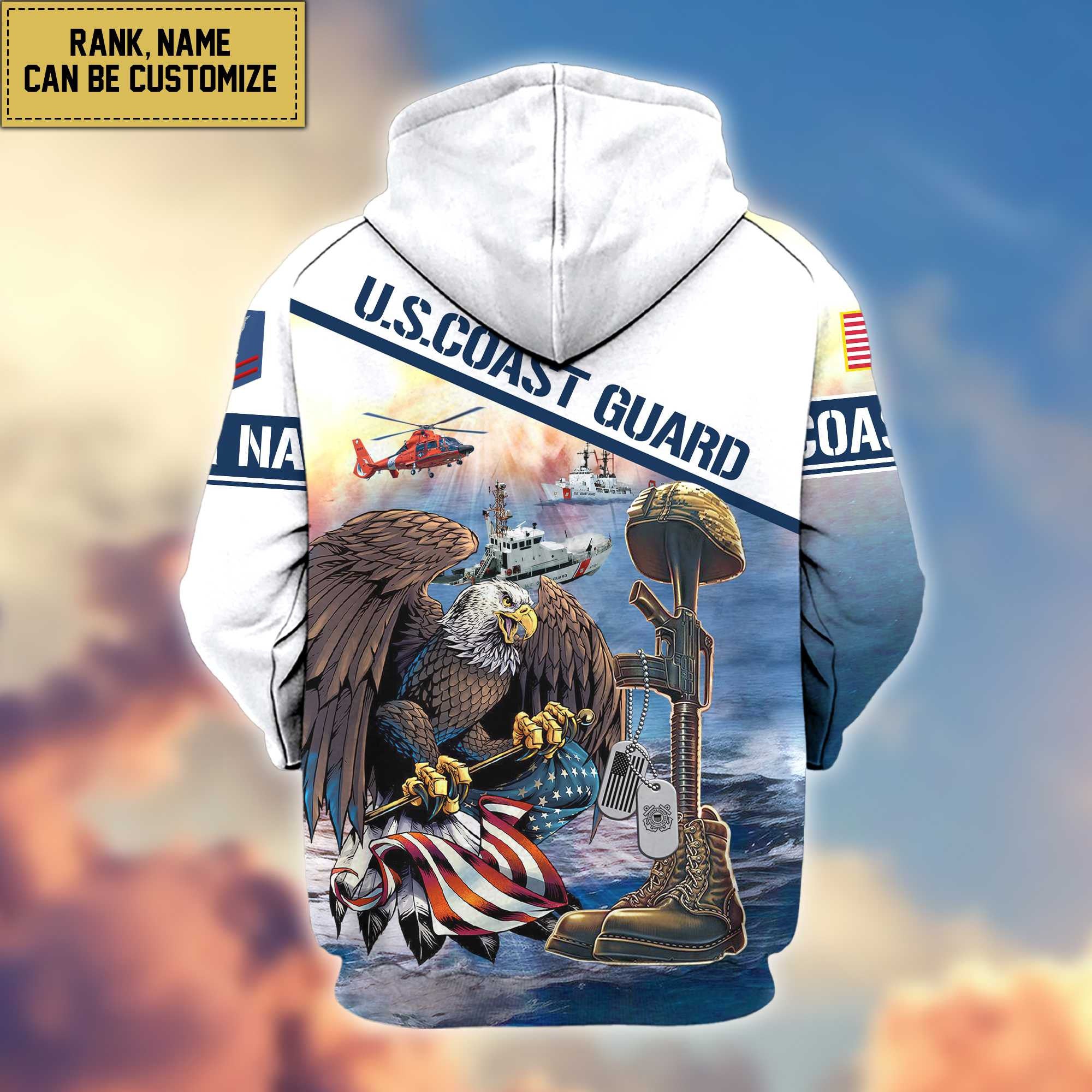 Premium USCG Zip Hoodie VPVC600205, Custom Name, Rank, Year, Gifts For Coast Guard Veteran, Gifts For Veterans Day