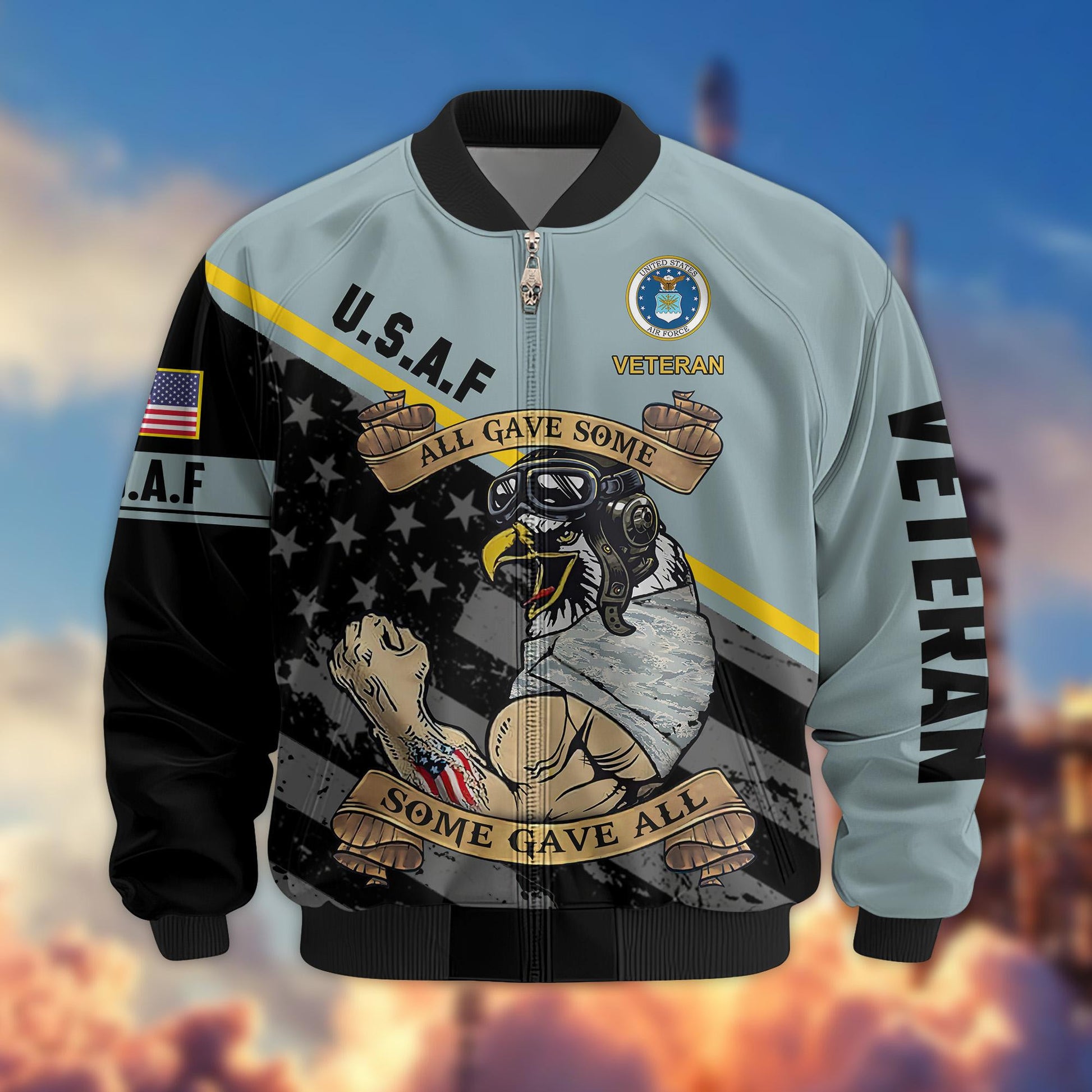 Premium US Veterans Bomber Jacket BPVC090901, Gifts For US Veterans, Gifts For Veterans Day