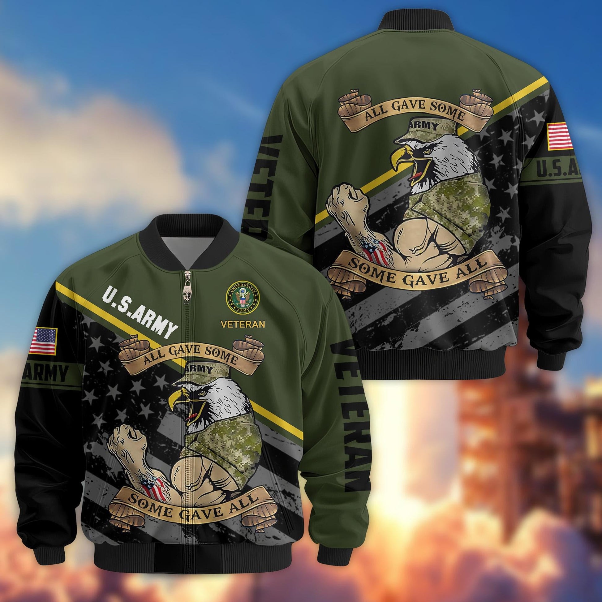 Premium US Veterans Bomber Jacket BPVC090901, Gifts For US Veterans, Gifts For Veterans Day