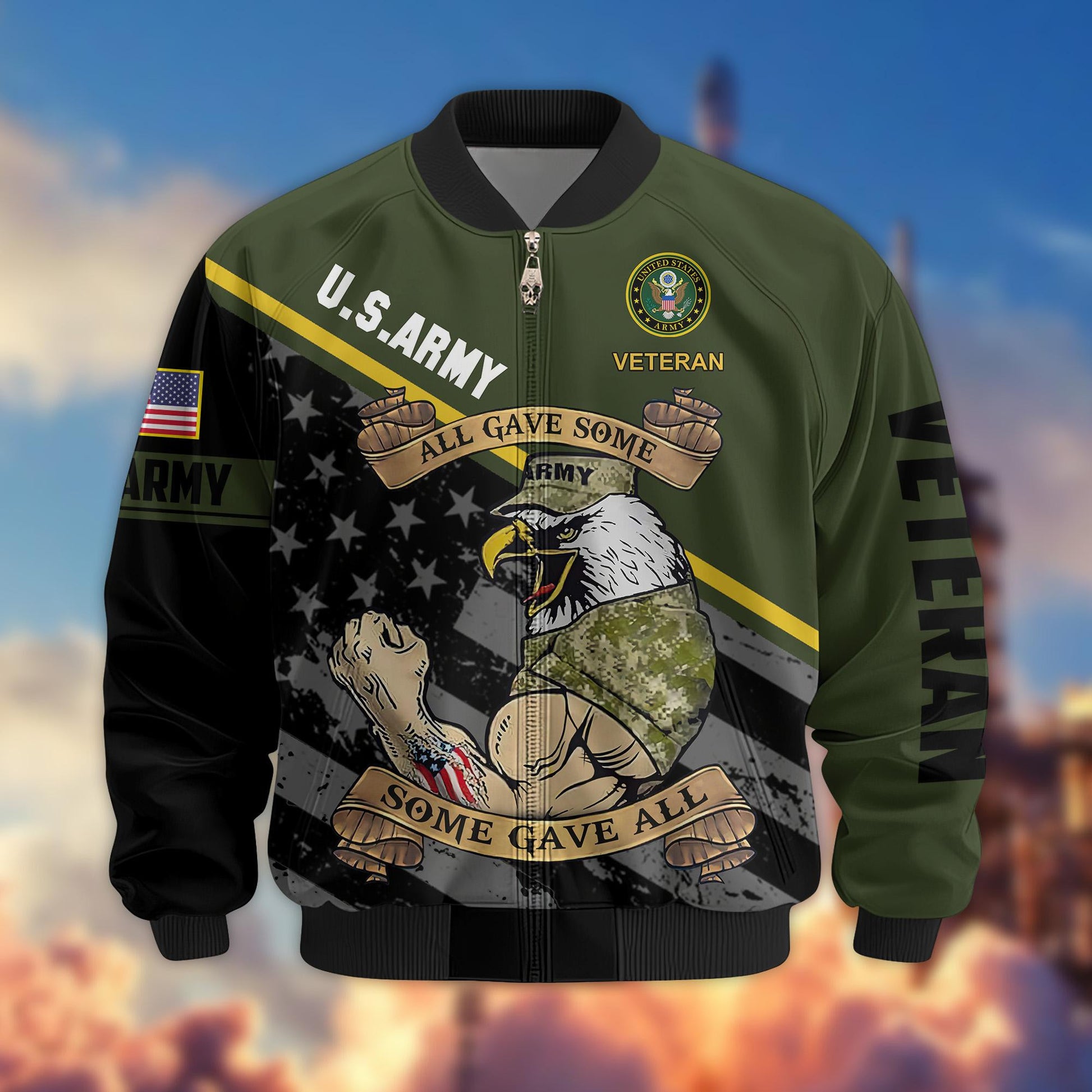 Premium US Veterans Bomber Jacket BPVC090901, Gifts For US Veterans, Gifts For Veterans Day