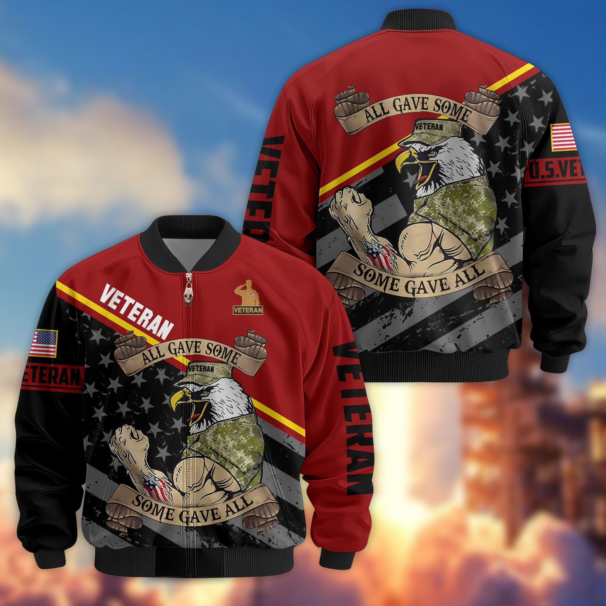 Premium US Veterans Bomber Jacket BPVC090901, Gifts For US Veterans, Gifts For Veterans Day