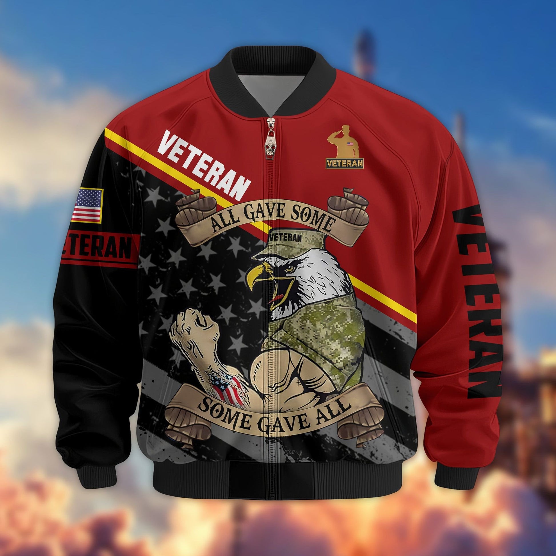 Premium US Veterans Bomber Jacket BPVC090901, Gifts For US Veterans, Gifts For Veterans Day