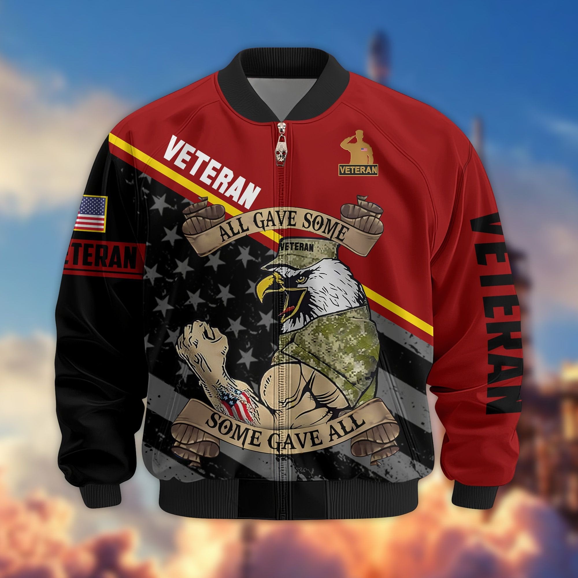 Premium US Veterans Bomber Jacket BPVC090901, Gifts For US Veterans, Gifts For Veterans Day