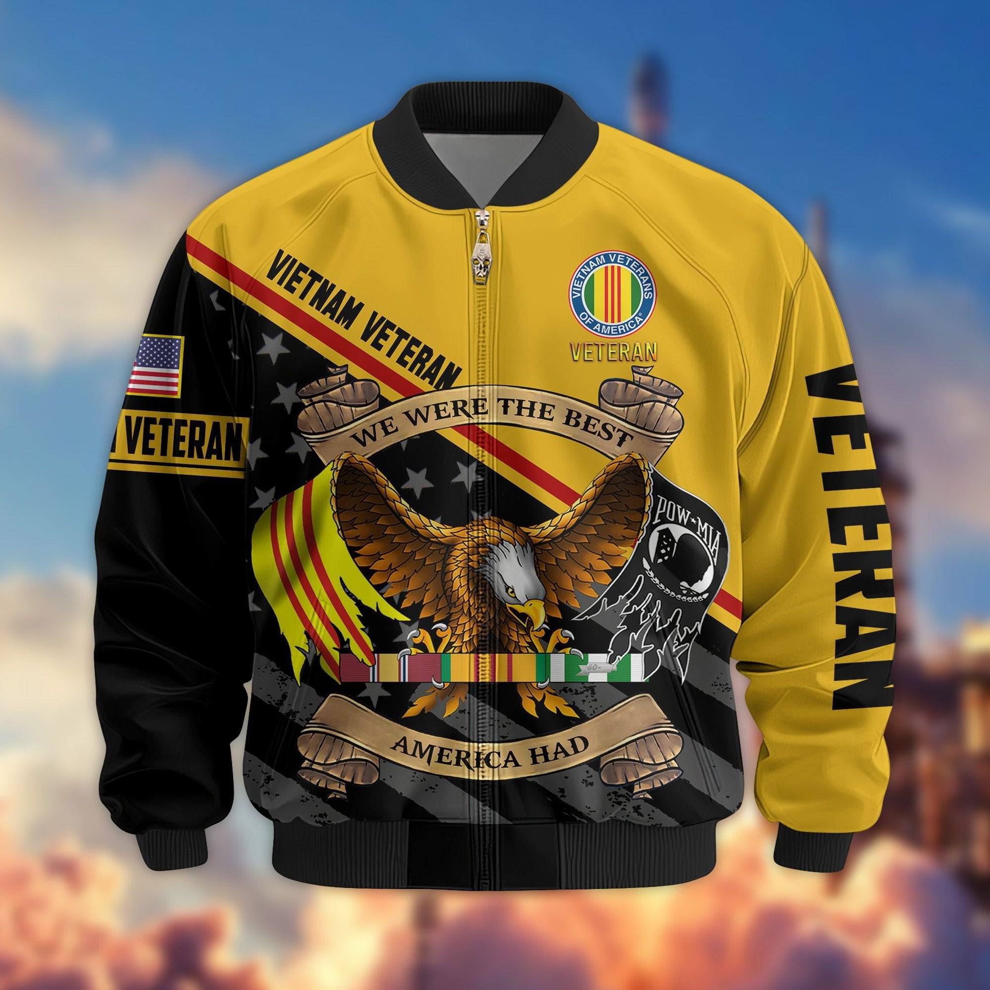 Premium US Veterans Bomber Jacket BPVC090901, Gifts For US Veterans, Gifts For Veterans Day