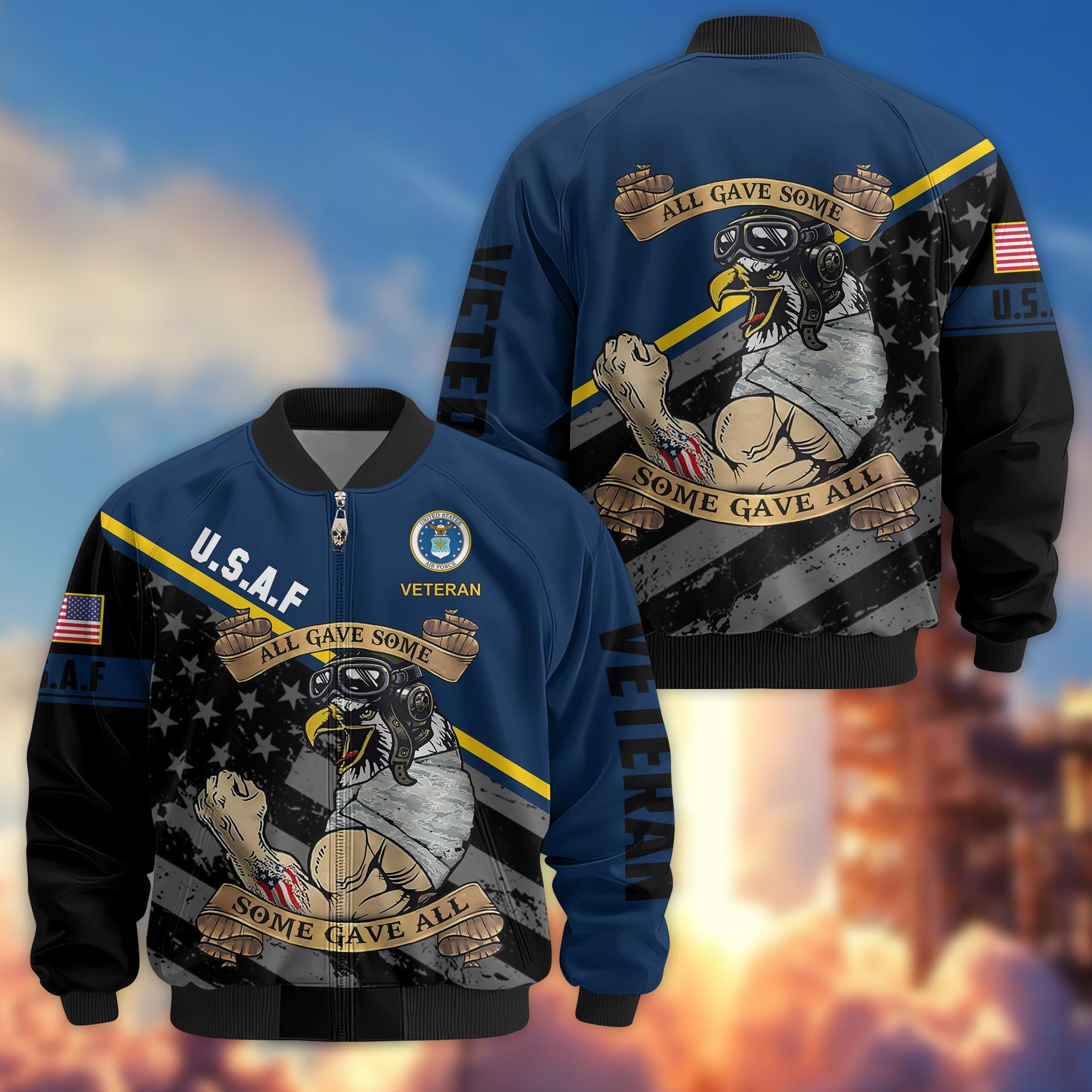 Premium US Veterans Bomber Jacket BPVC090901, Gifts For US Veterans, Gifts For Veterans Day