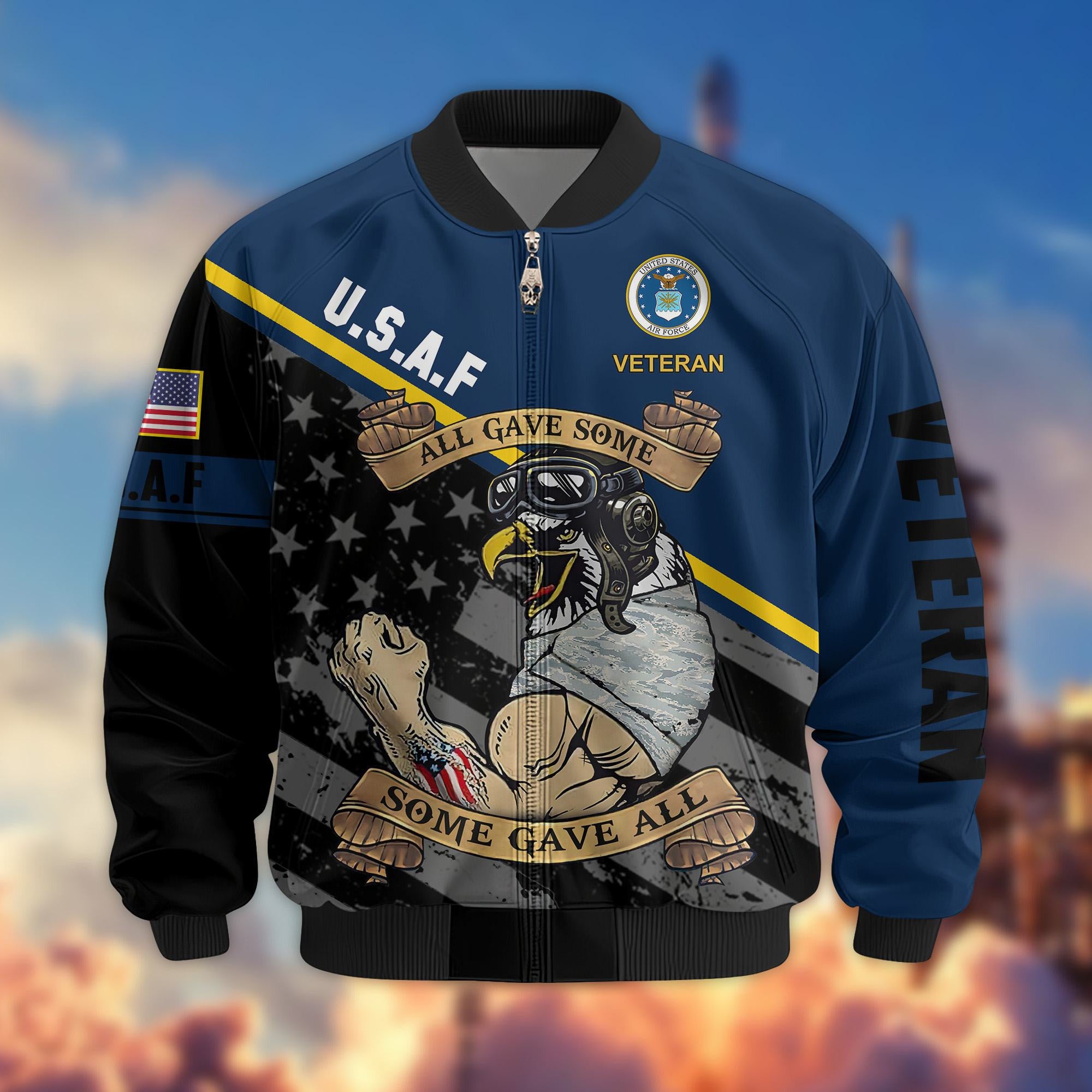 Premium US Veterans Bomber Jacket BPVC090901, Gifts For US Veterans, Gifts For Veterans Day