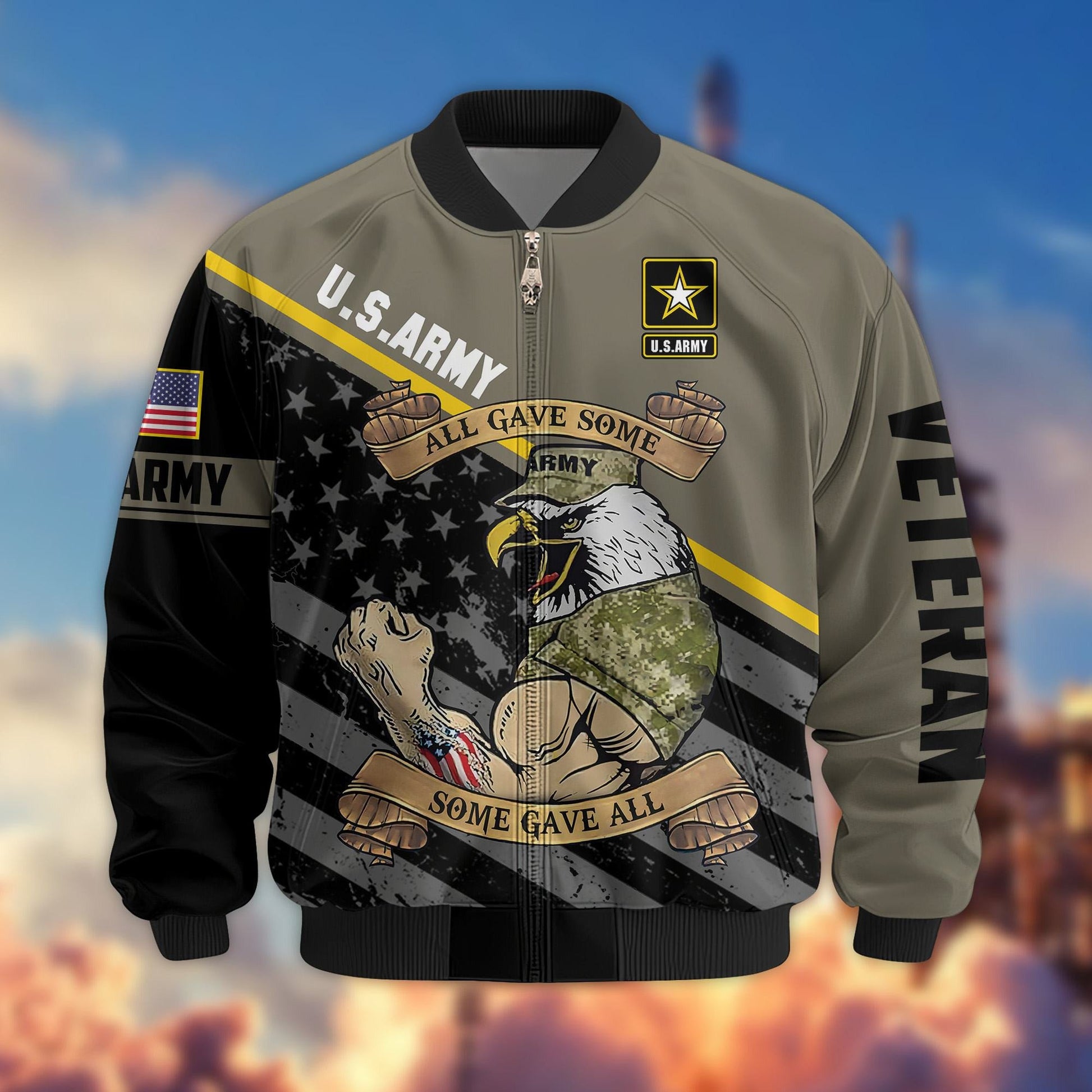 Premium US Veterans Bomber Jacket BPVC090901, Gifts For US Veterans, Gifts For Veterans Day