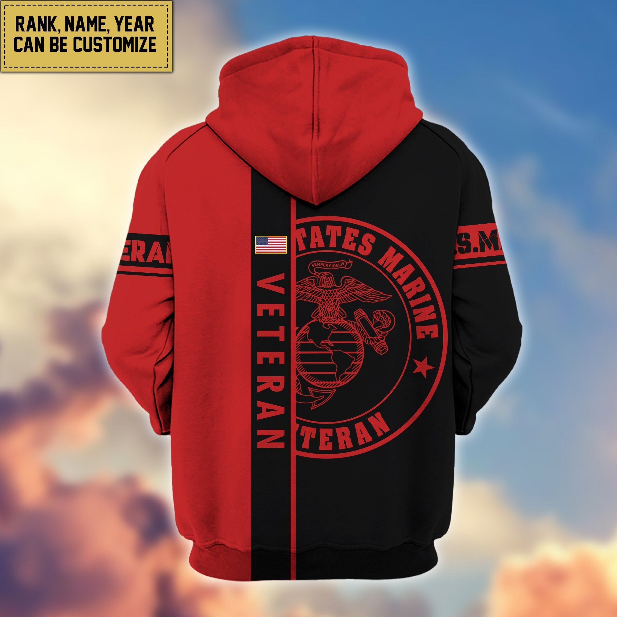 Premium USMC Zip Hoodie VPVC600303, Custom Name, Rank, Year Gifts For Marine Veteran, Gifts For Veterans Day