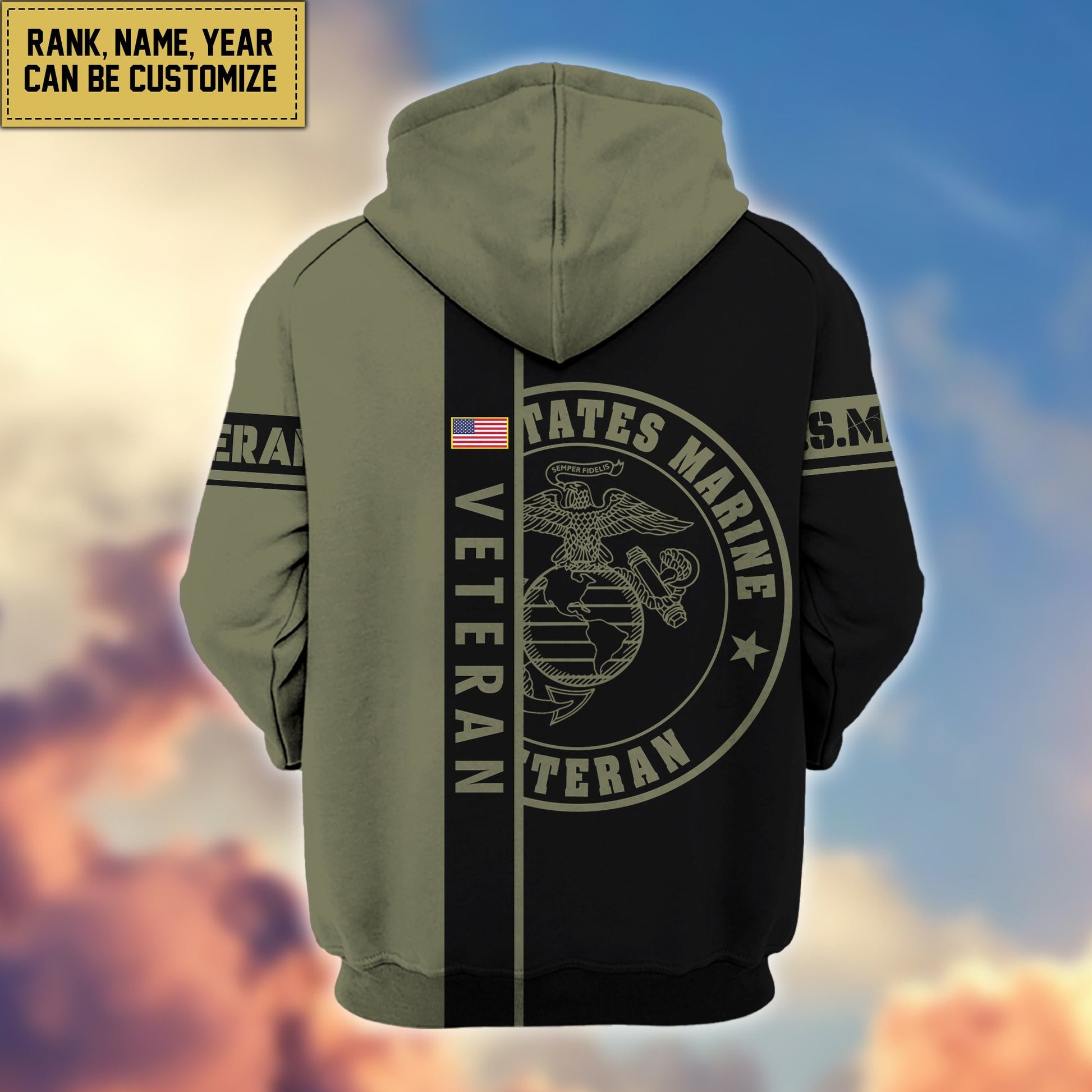 Premium USMC Zip Hoodie VPVC600303, Custom Name, Rank, Year Gifts For Marine Veteran, Gifts For Veterans Day