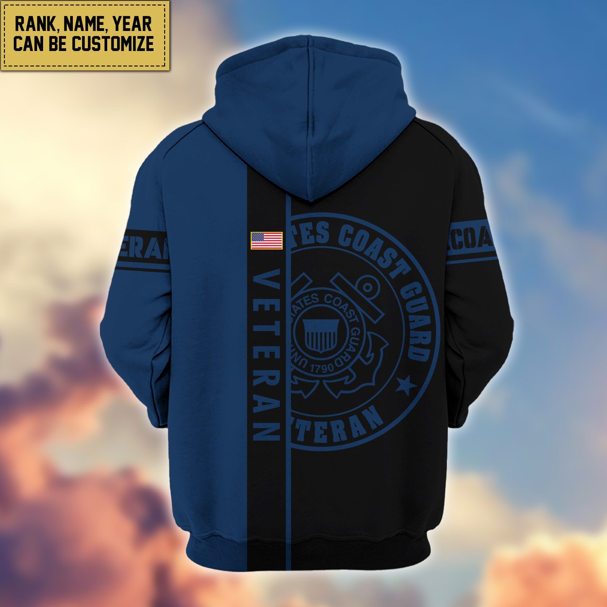 Premium USCG Zip Hoodie VPVC600305, Custom Name, Rank, Year Gifts For Coast Guard Veteran, Gifts For Veterans Day