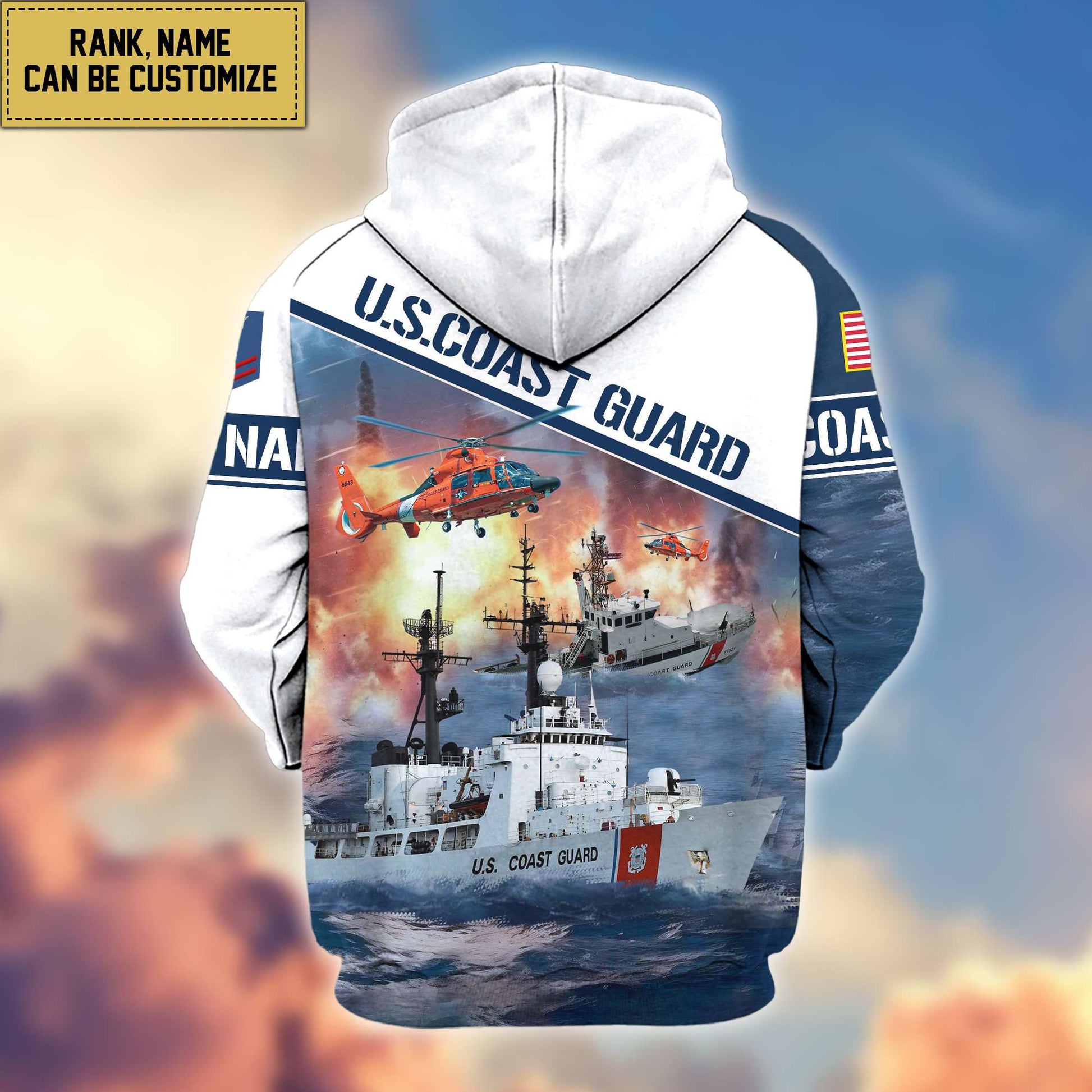Premium USCG Zip Hoodie VPVC600405, Custom Name, Rank, Gifts For Coast Guard Veteran