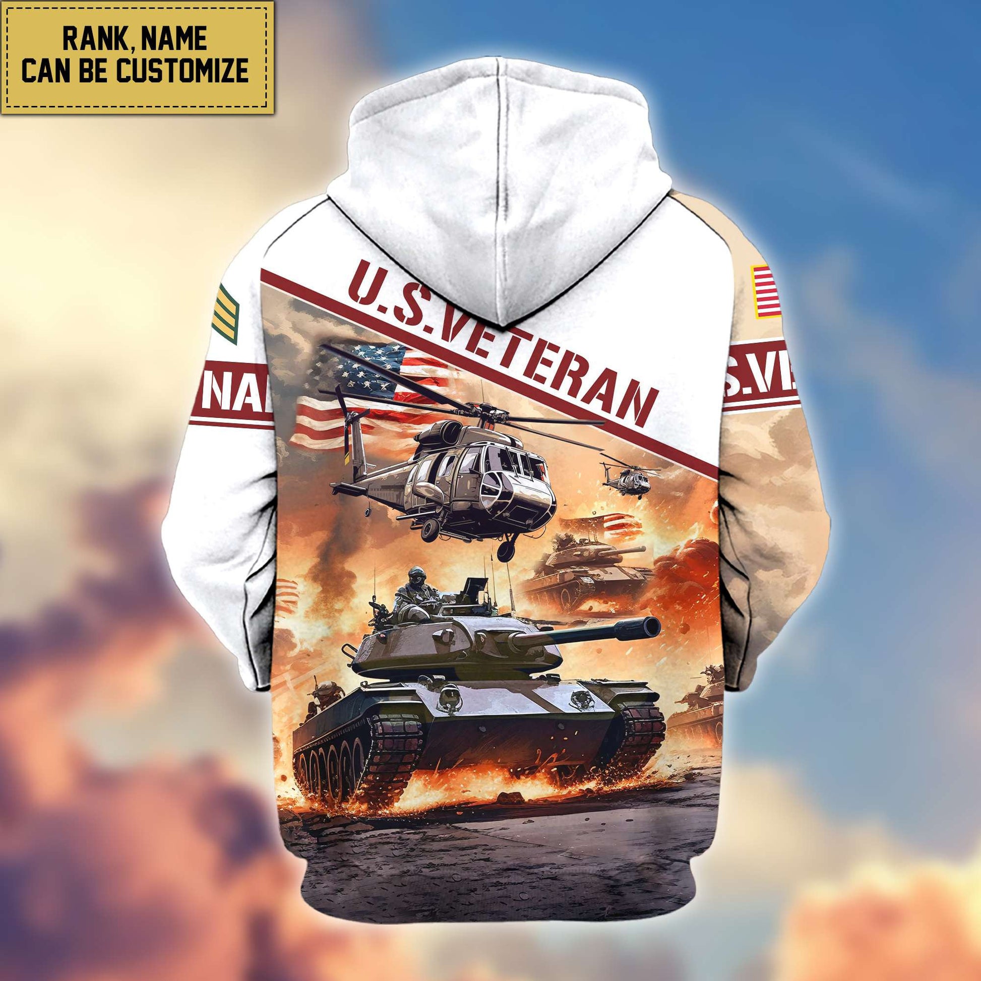 Premium US Veterans Zip Hoodie VPVC600407, Custom Name, Rank, Gifts For US Veterans