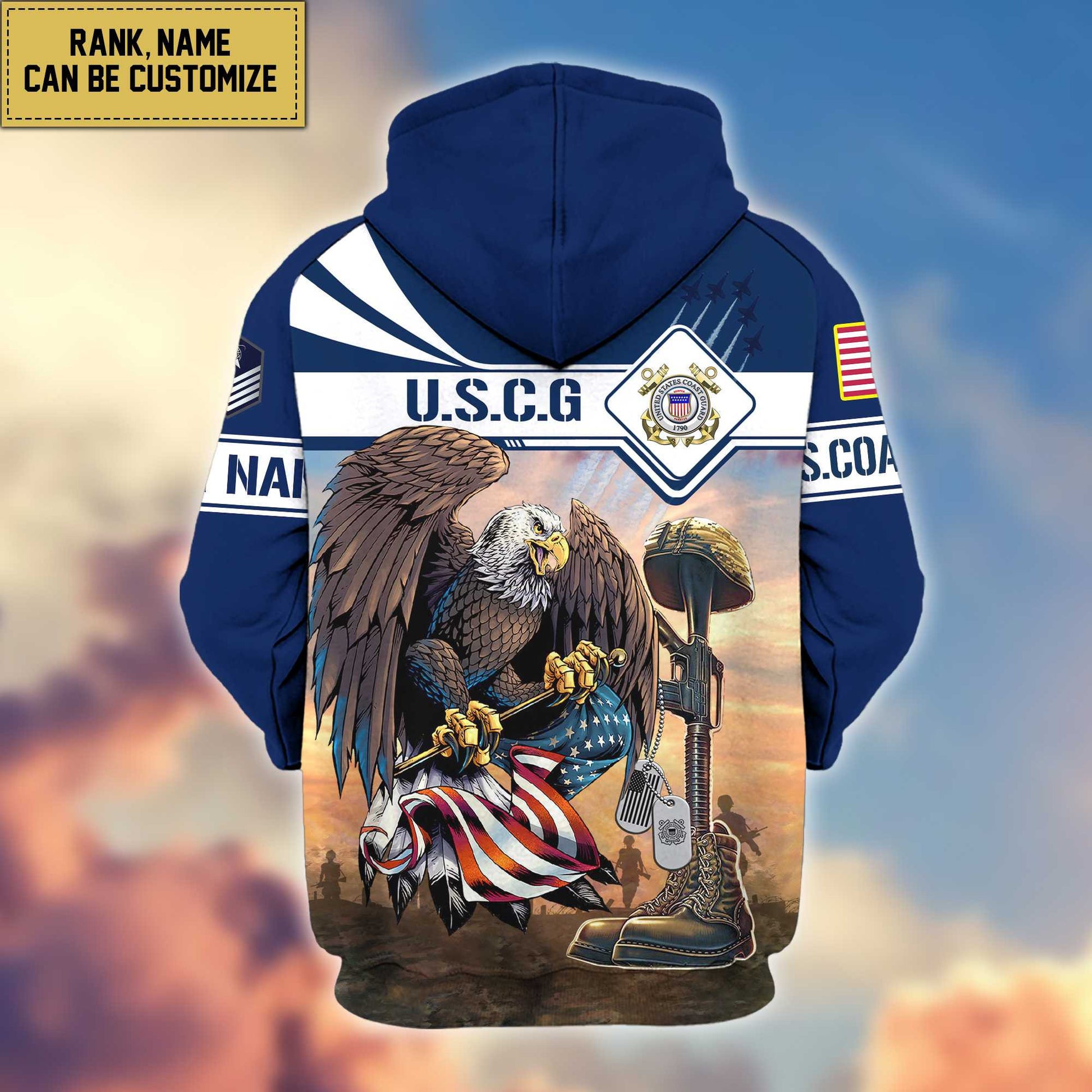 Premium USCG Zip Hoodie VPVC600505, Custom Name, Rank, Gifts For Coast Guard Veteran